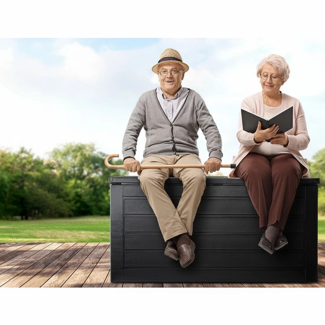 6 Gardeon Outdoor Storage Box 680L Container Lockable Garden Bench Shed Tool - Black, 6 of 7