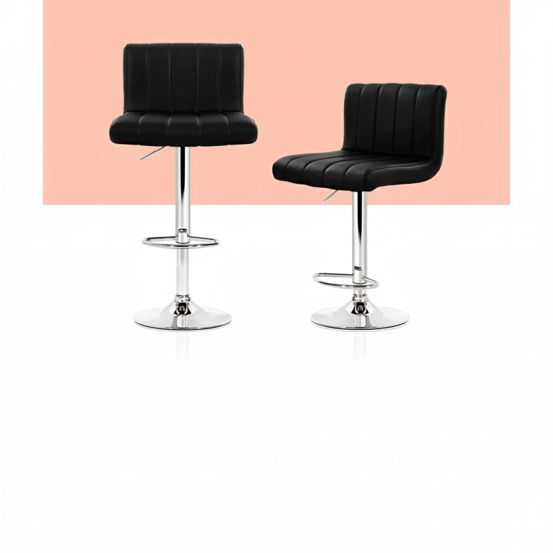 3 Artiss 4x Bar Stools Gas Lift Leather - Black, 3 of 5