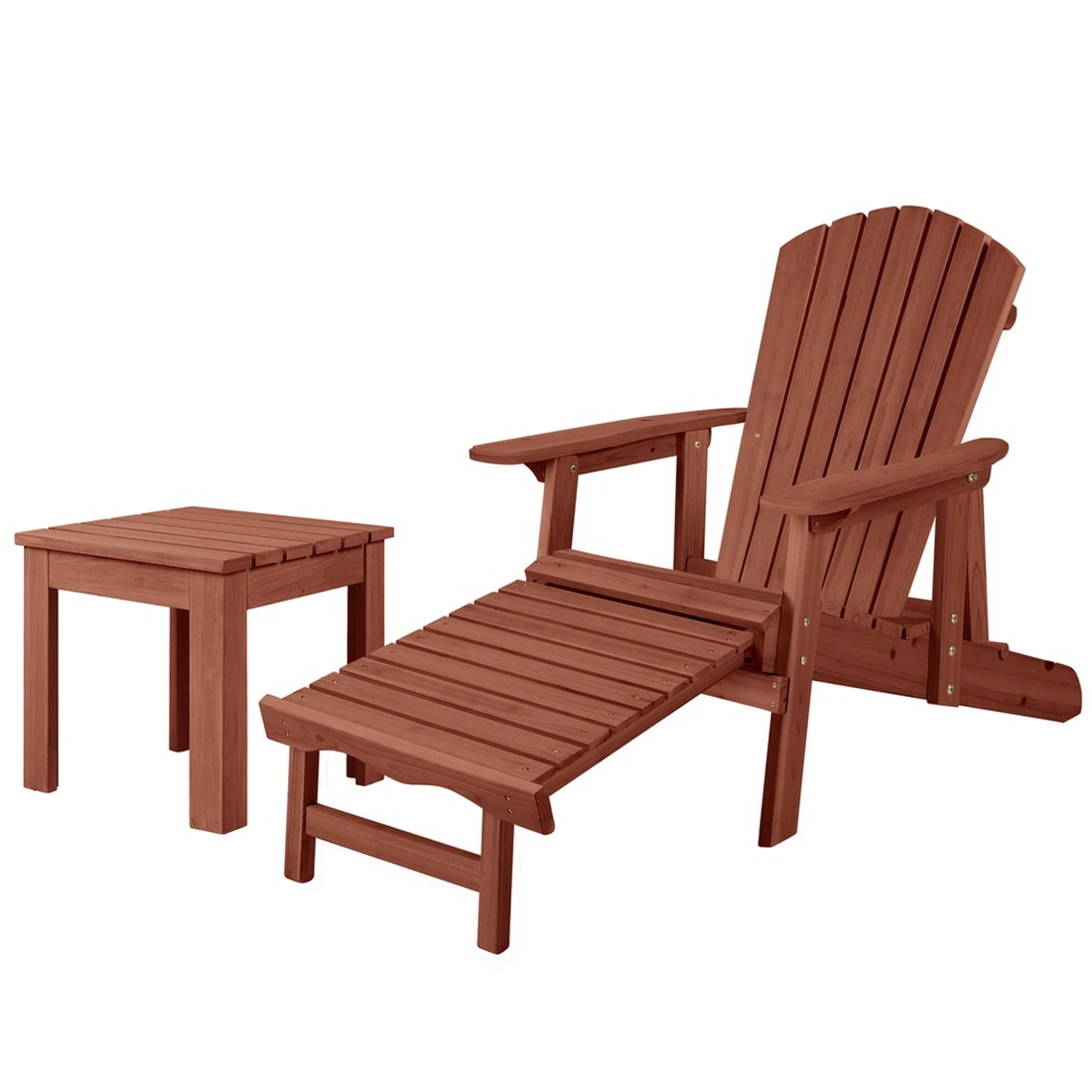 1 Alfordson Adirondack Chair Table 2PCS Set Outdoor Furniture w/ Ottoman - Brown, 1 of 9