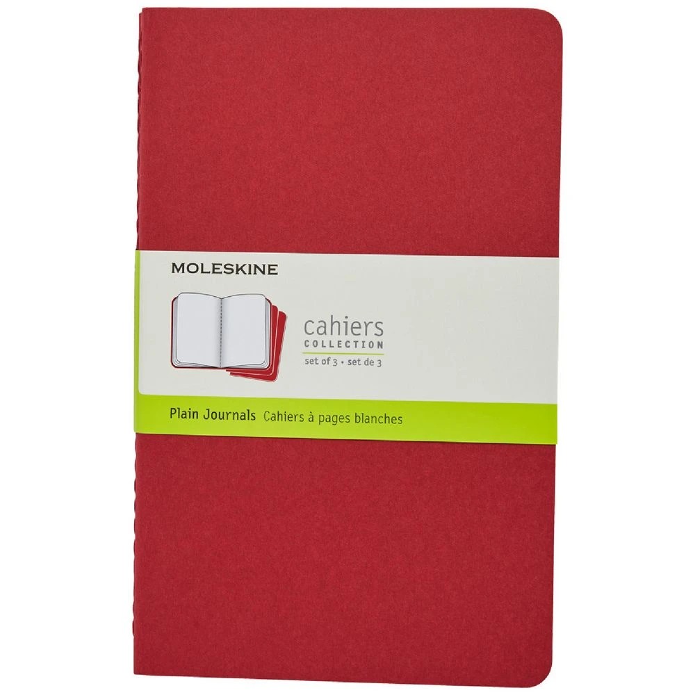 1 Moleskine Cahier Large Notebook Plain 3 Pack Red, 1 of 4