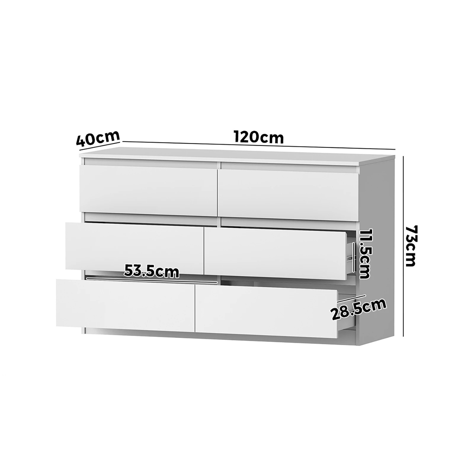 9 Oikiture 6 Chest of Drawers Lowboy Storage Cabinet Dresser Table - White, 9 of 9