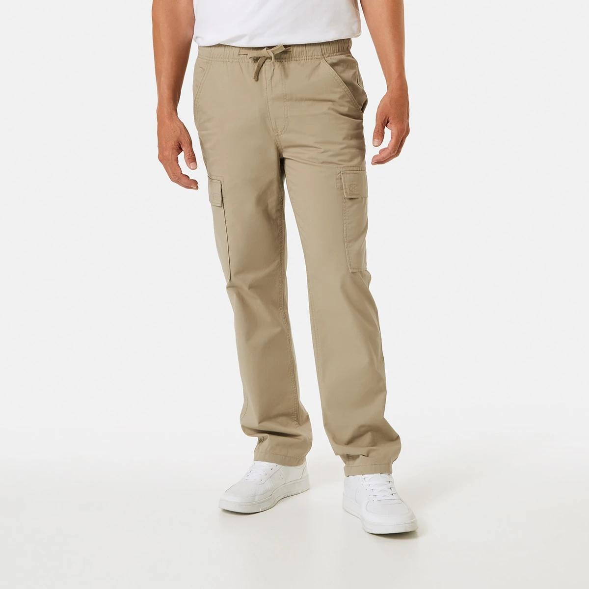 1 Elastic Waist Cargo Pants Khaki Beig, 1 of 5