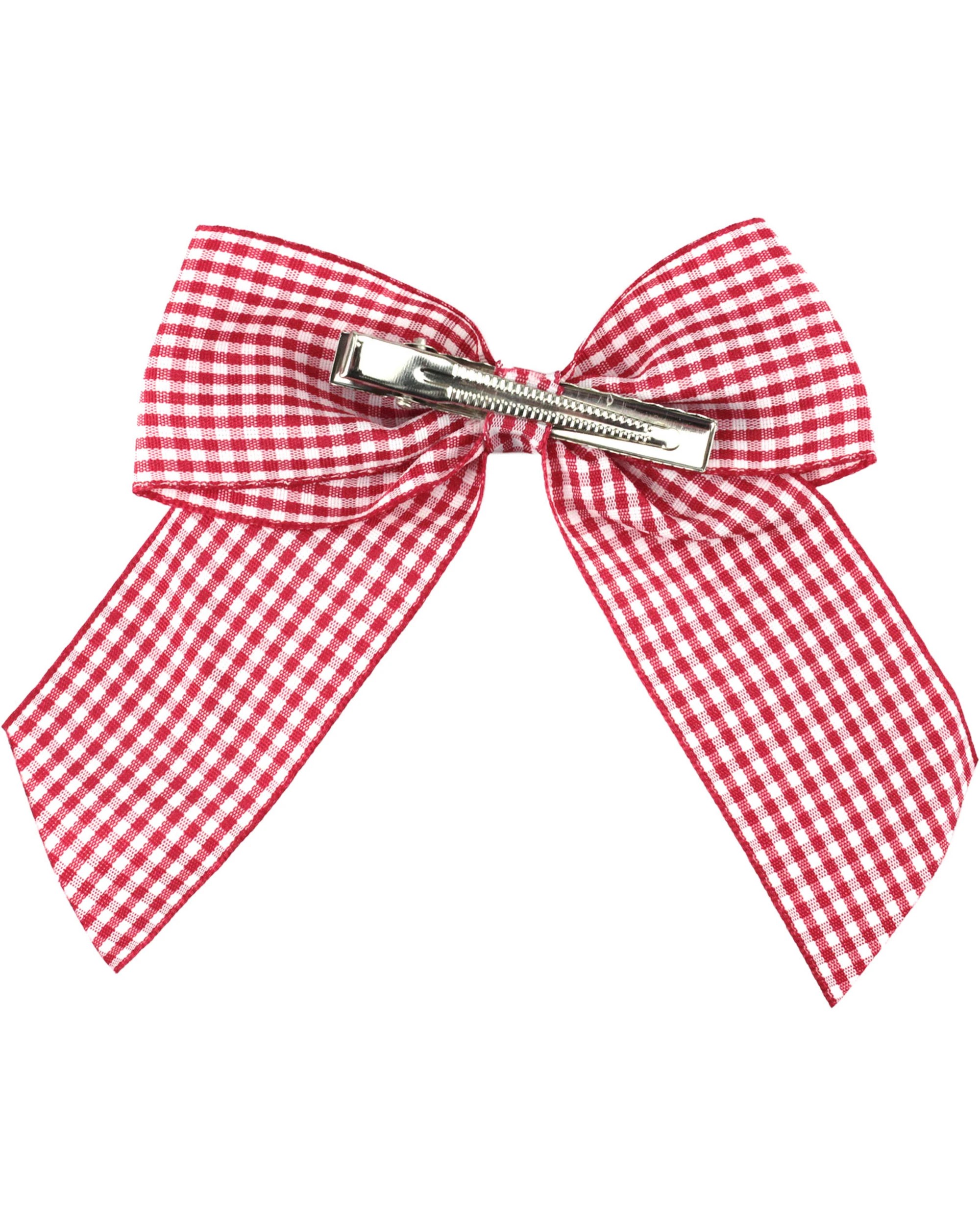 2 JD Party Gingham Checker Bow Hair Clip - One Size - Red, 2 of 3