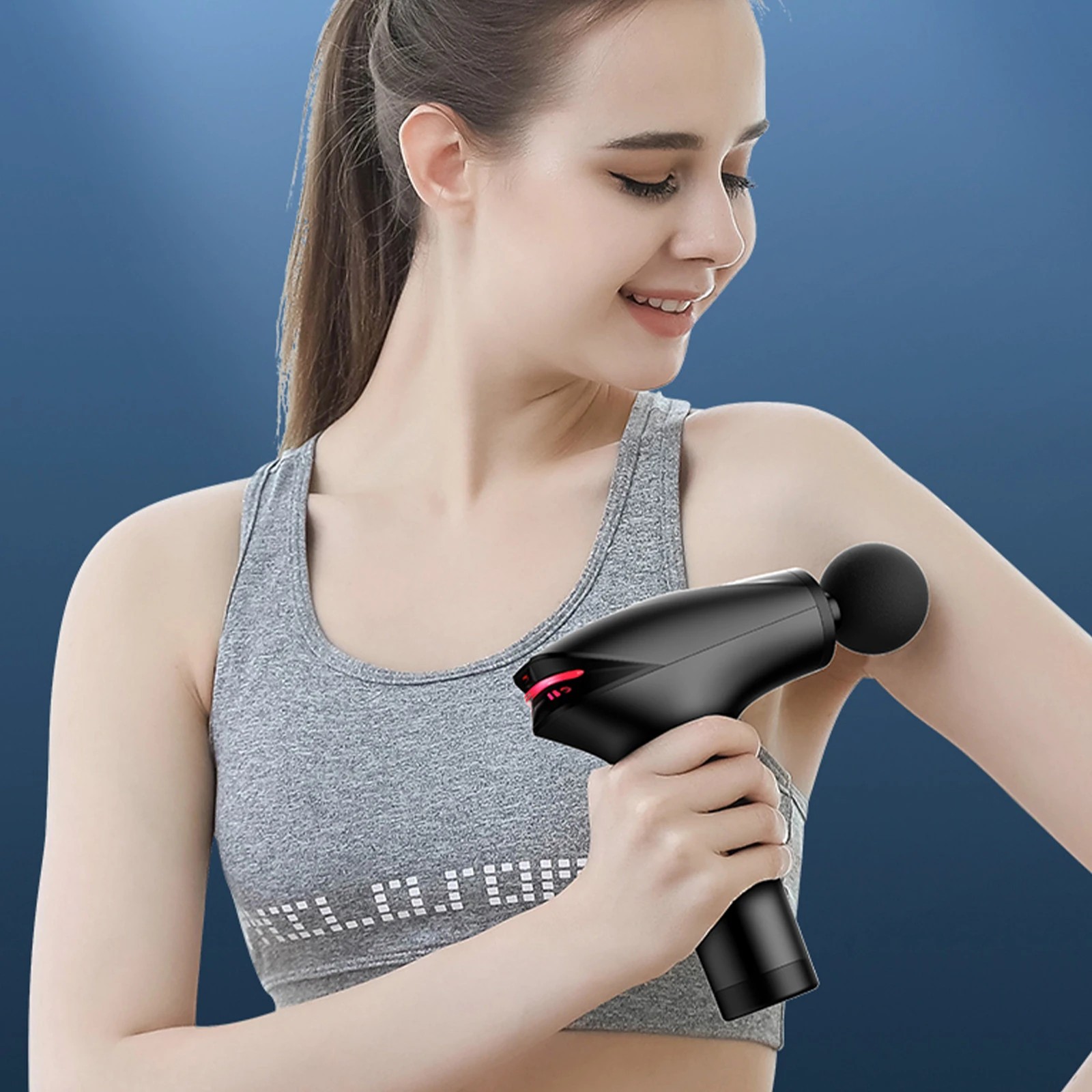 6 Fitsmart Pro Relief Portable Cordless 30W Massage Gun 8 Levels 5 Heads - Black, 6 of 7