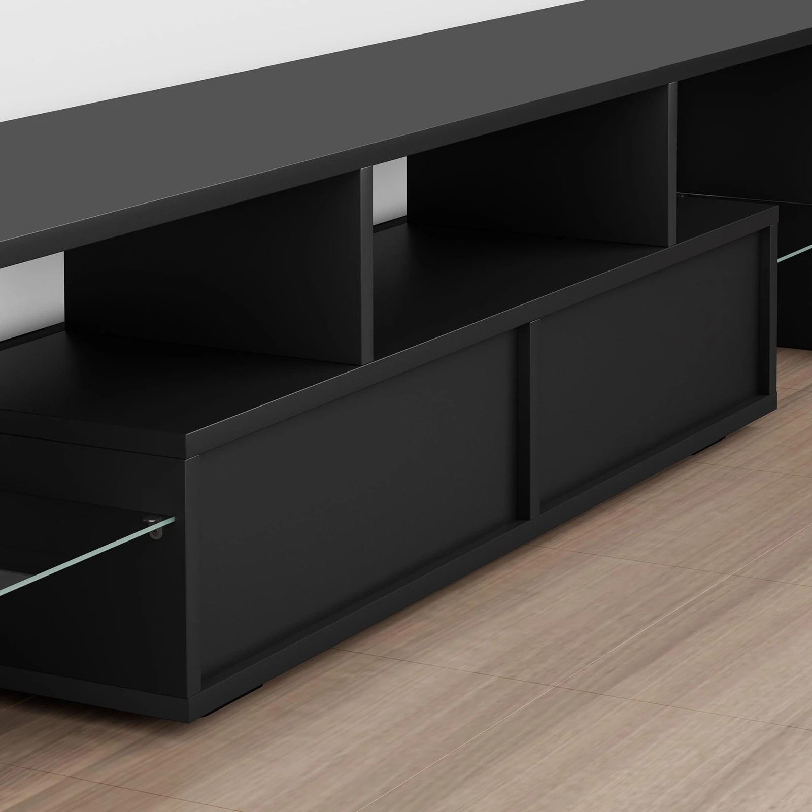 5 Alfordson Entertainment Unit 160cm TV Stand LED Light Storage Gloss - Black, 5 of 10