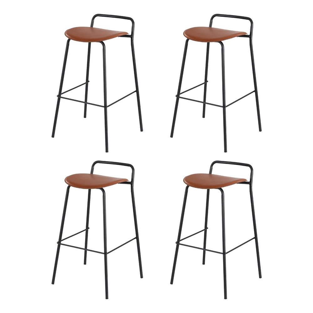 2 4x Artiss Bar Stools Kitchen Counter Dining Chair Metal Brown - Brown, 2 of 6