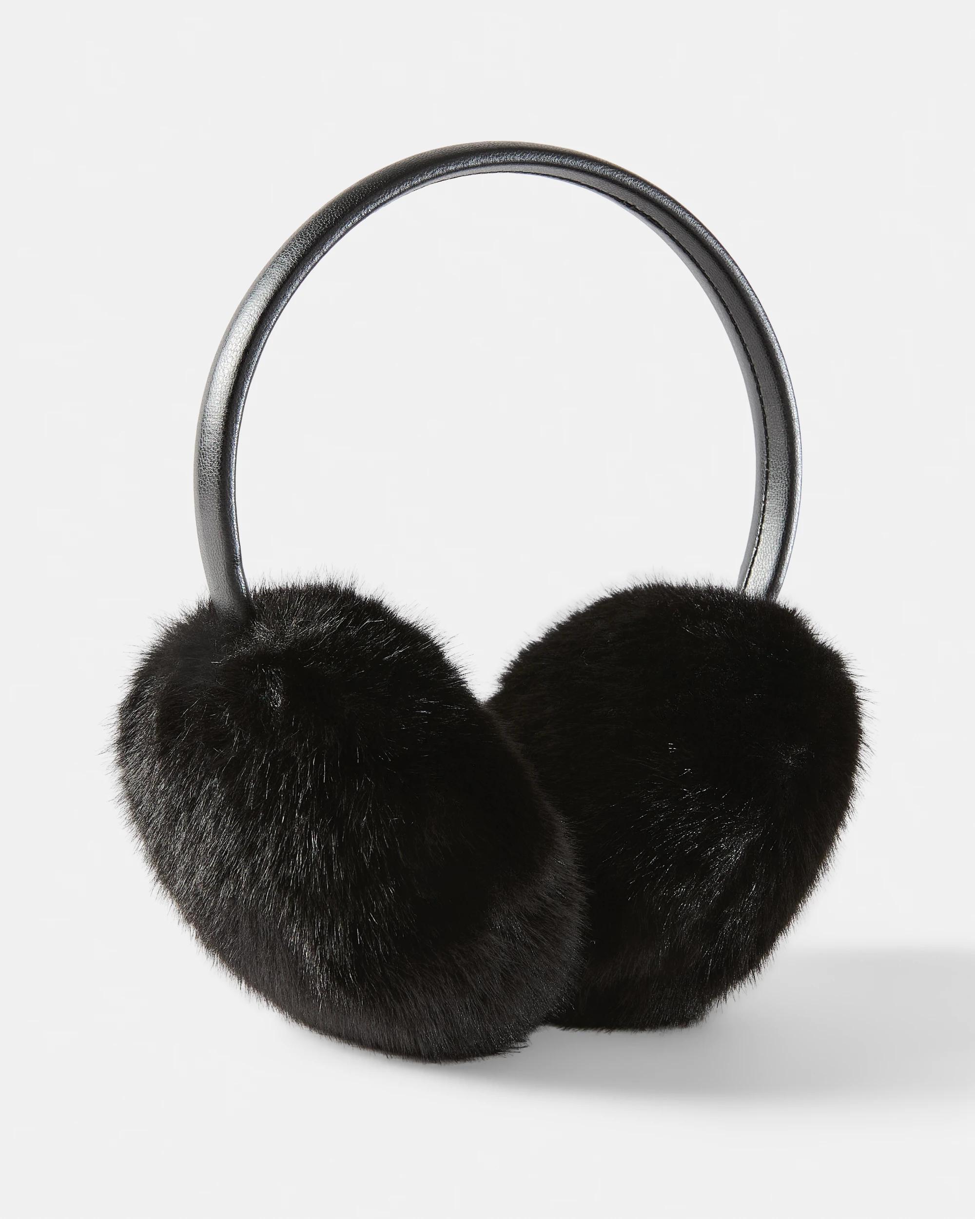 1 Faux Fur Ear Muffs Black, 1 of 3