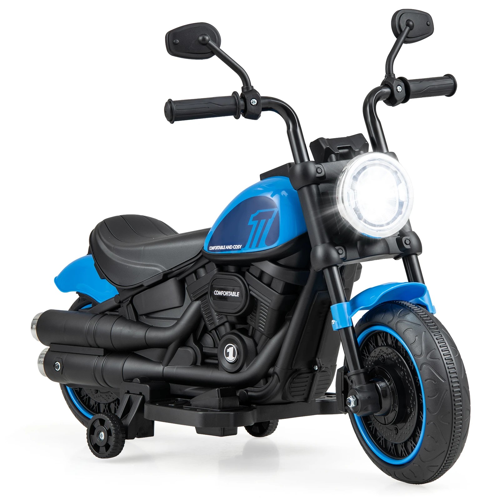 1 Costway 6V Ride On Motorcycle Electric Motorbike Toy Car - Blue, 1 of 1