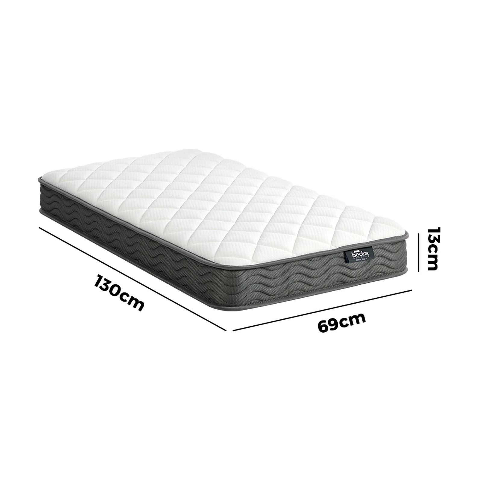 2 Bedra Bedding Baby Cot Mattress Bonnell Spring Foam Kids Bed Edge Breathable 13cm - Single Bed - White, 2 of 7