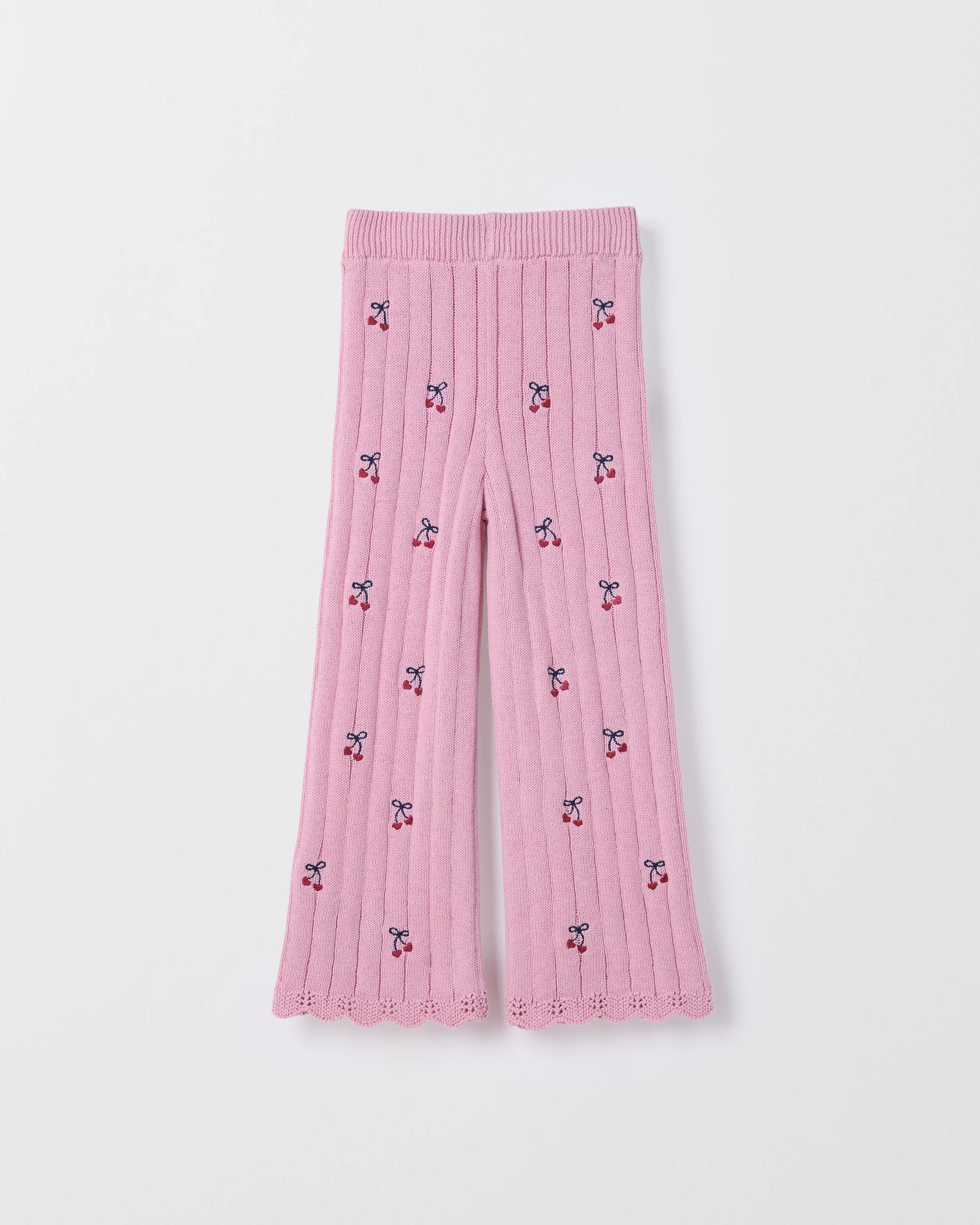 1 Target Kids Australian Cotton Embroidered Crochet Flare Leg Pants PINK, 1 of 2