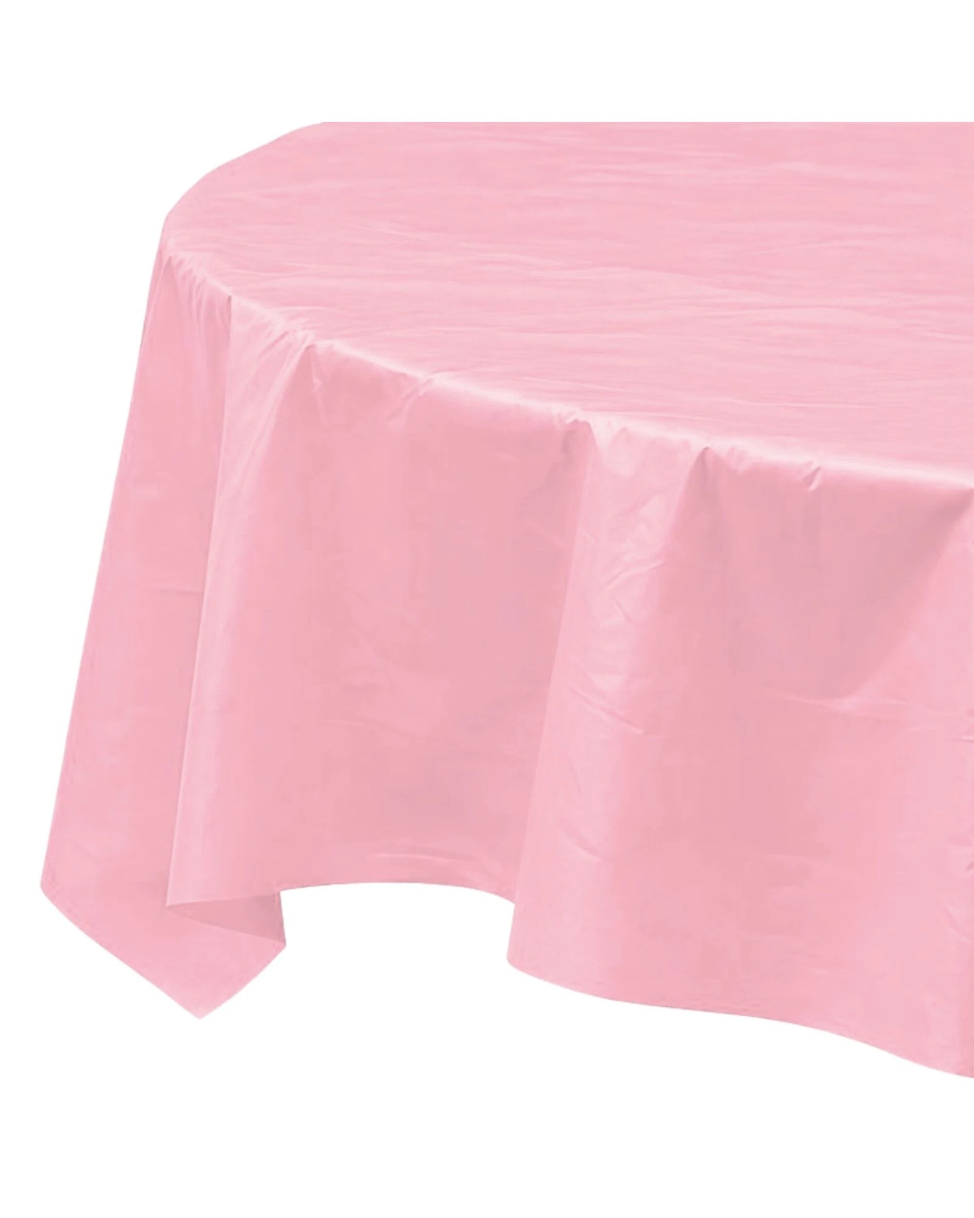 1 Unique Lovely Pink Round Plastic Tablecloth - Light Pink, 1 of 3