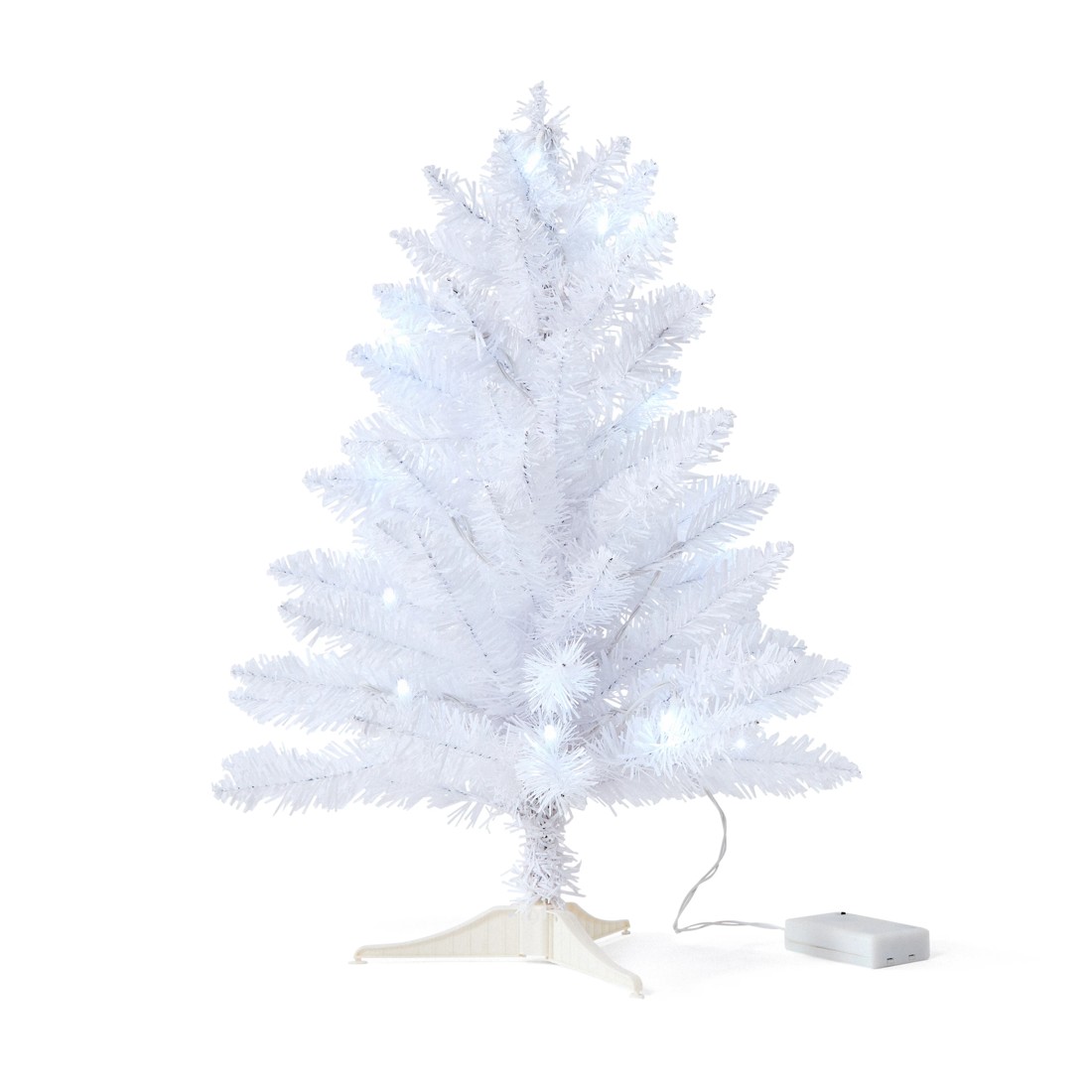 1 60cm (2ft) Light Up Mini White Christmas Tree, 1 of 7