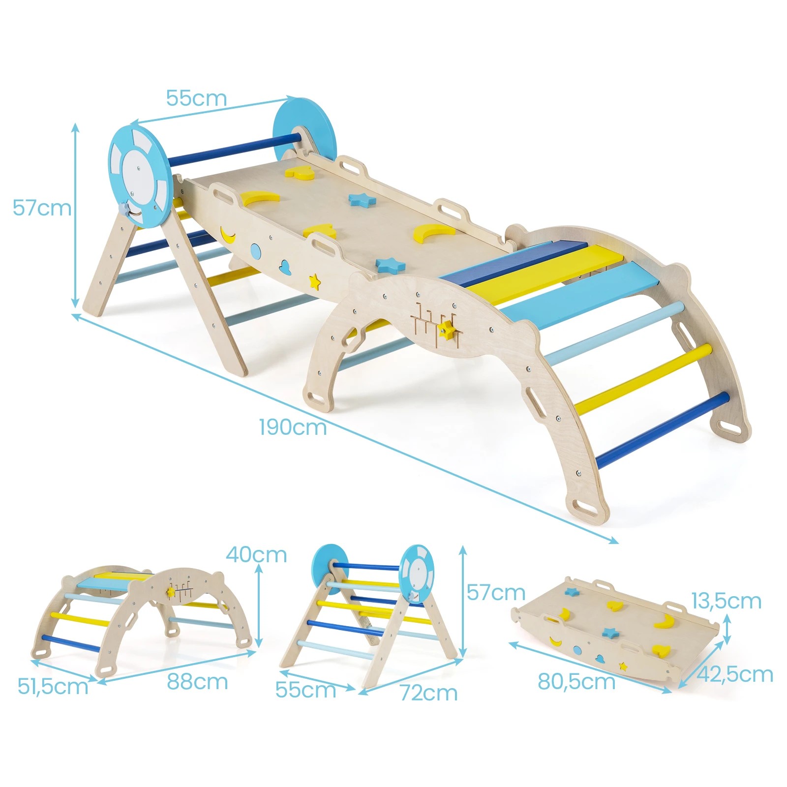 2 Costway Climb Playset 8 in 1 Montessori Climber Frame Ramp Arch - Multi, 2 of 3