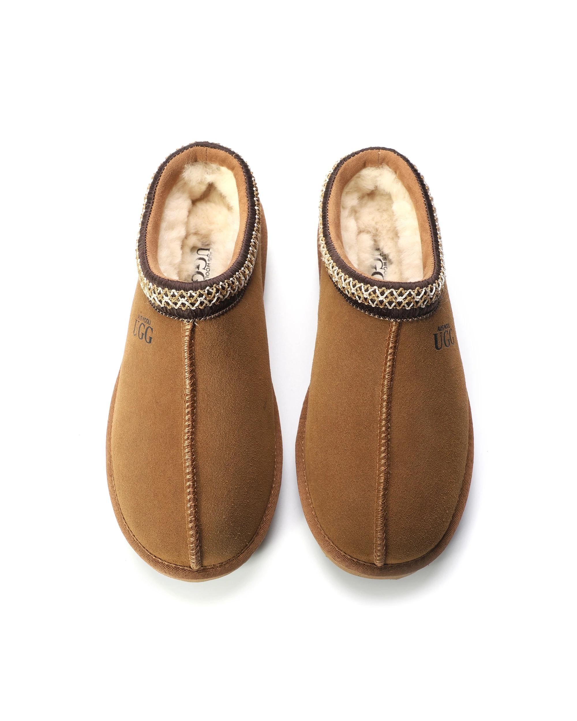 3 AUS WOOLI Sheepskin Ankle Braid Croydon UGG Slippers TAN, 3 of 6
