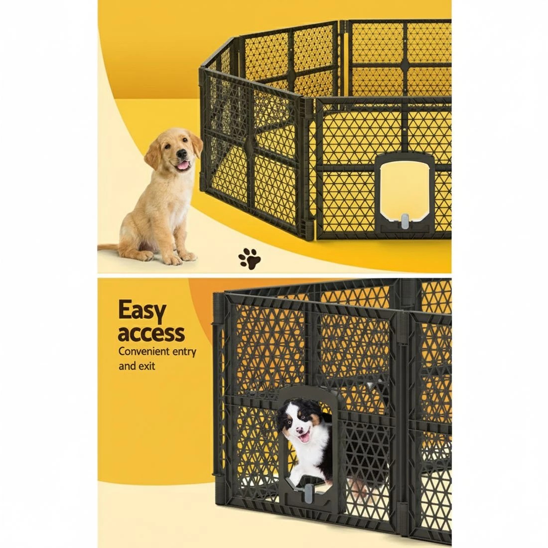 3 i.Pet Dog Playpen Enclosure 8 Panel Pet Fence Plastic Play Pen - Black, 3 of 5
