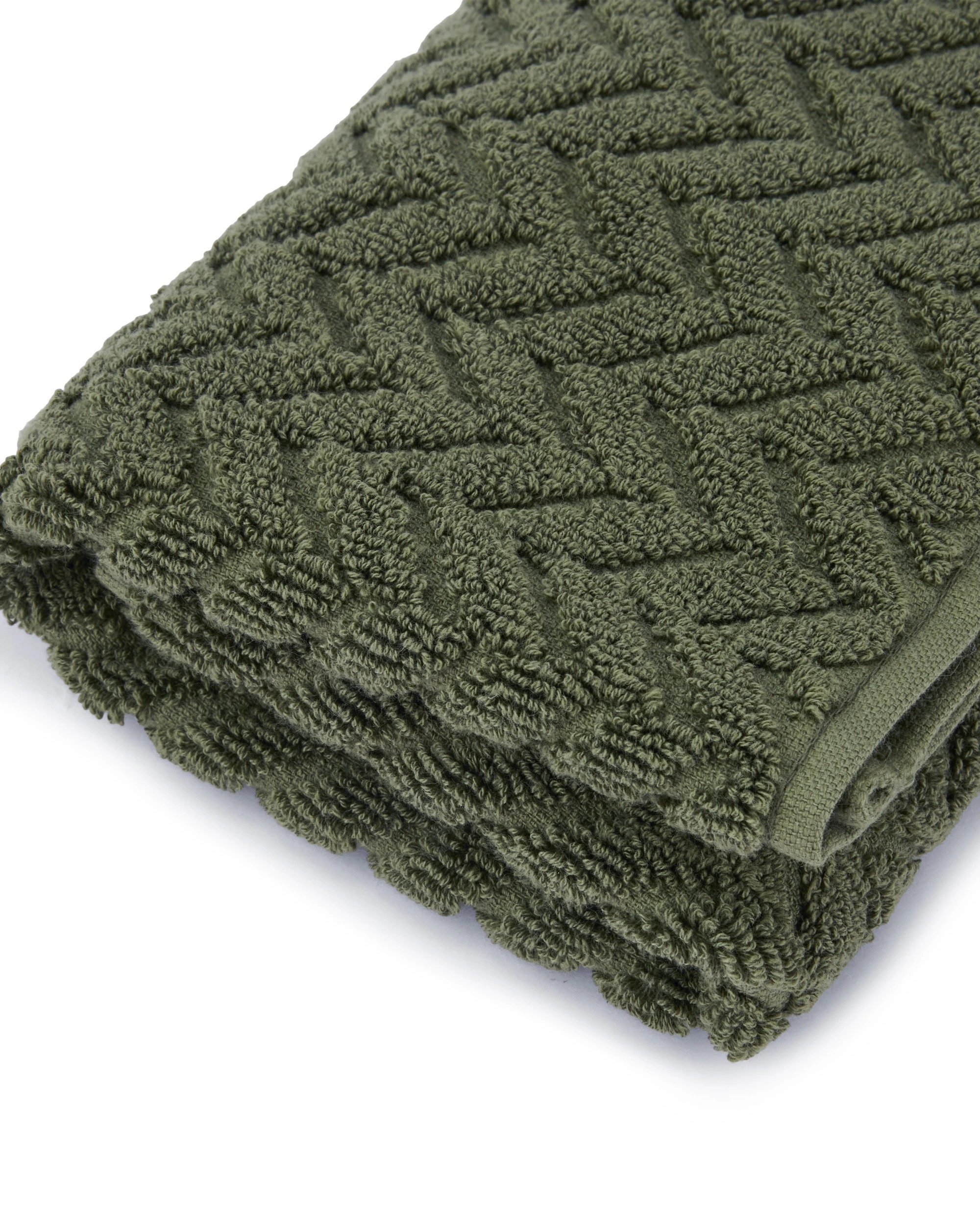 4 Chevron Cotton Hand Towel - Olive, 4 of 6