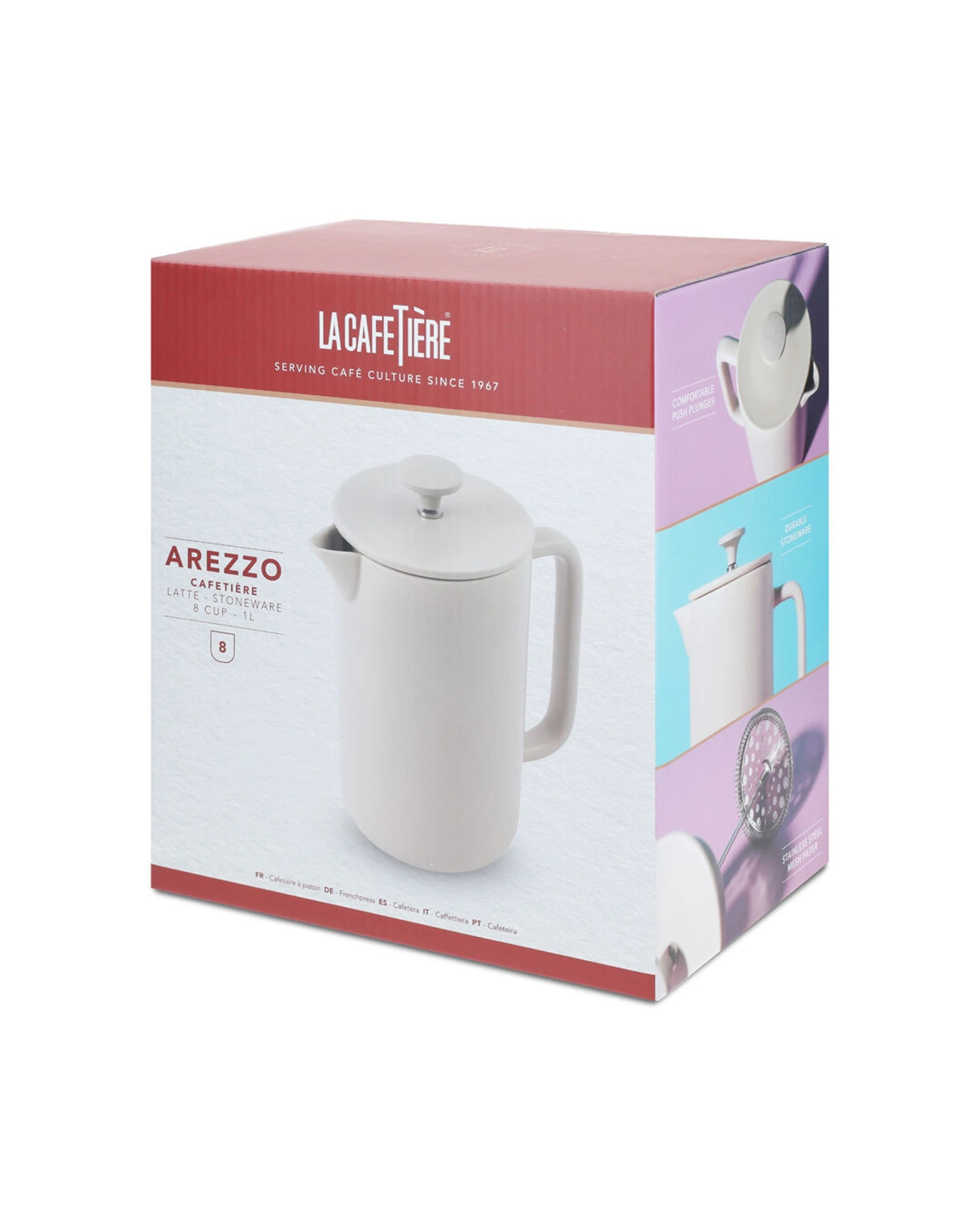 7 La Cafetiere Arezzo 8-Cup 1L Stoneware Cafetiere Coffee Press - Beige, 7 of 7