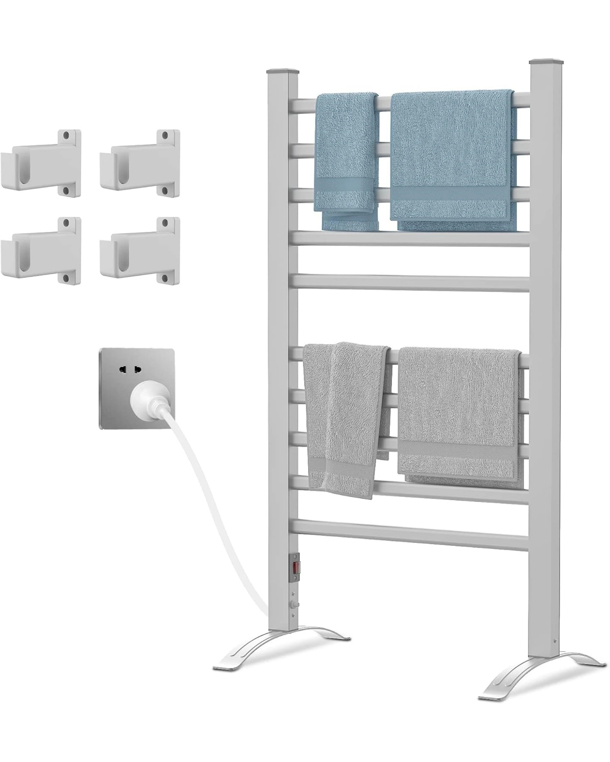 3 Advwin Electric Heated Towel Rack Wall Mount Drying Rail, 3 of 5