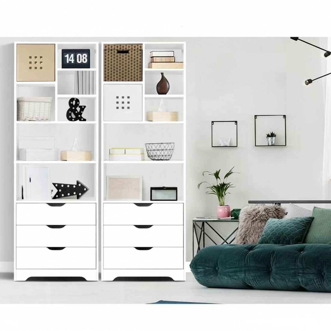 6 Artiss Bookshelf with Drawers - White, 6 of 8