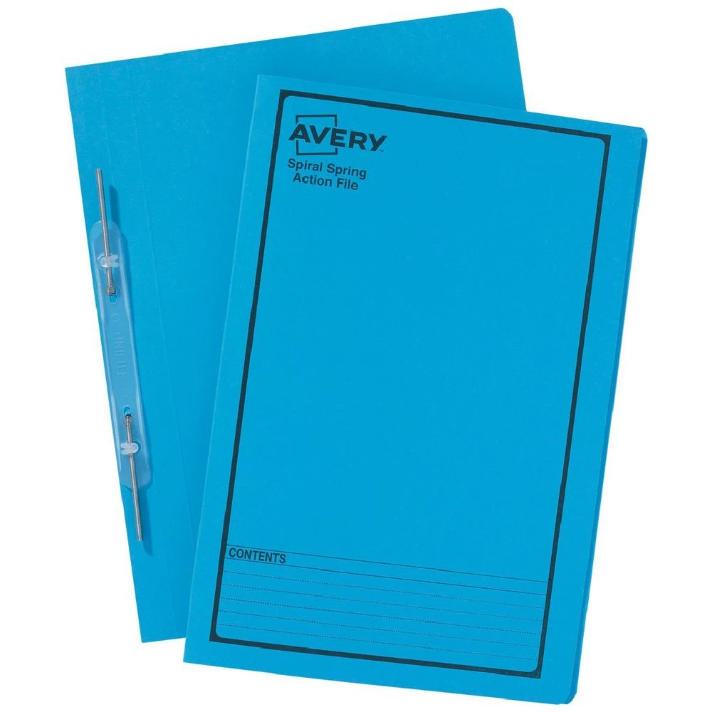 1 Avery Foolscap Spiral Spring Files Blue 5 Pack, 1 of 4