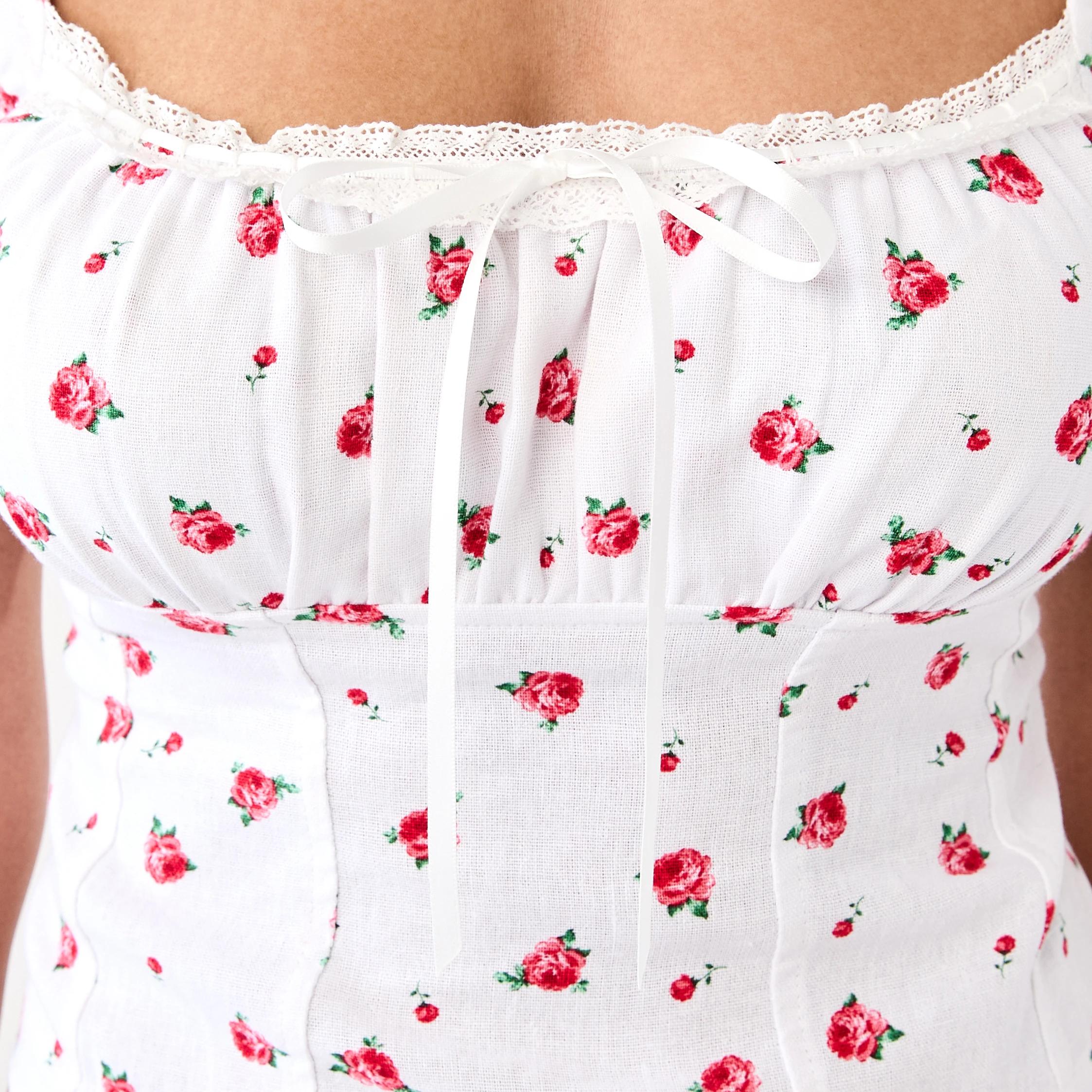 7 Linen Blend Sleeveless Corset Top Rosebud, 7 of 8