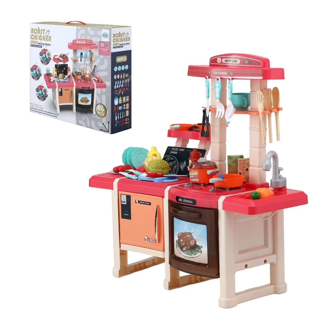 3 Keezi Kids Kitchen Pretend Play Set Cooking Sound Steam Light Function - Multi, 3 of 7