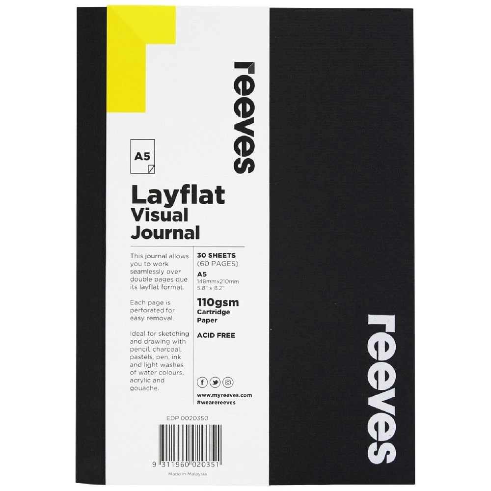 1 Reeves Flat Journal 100gsm 30 Sheets Black A5, 1 of 1