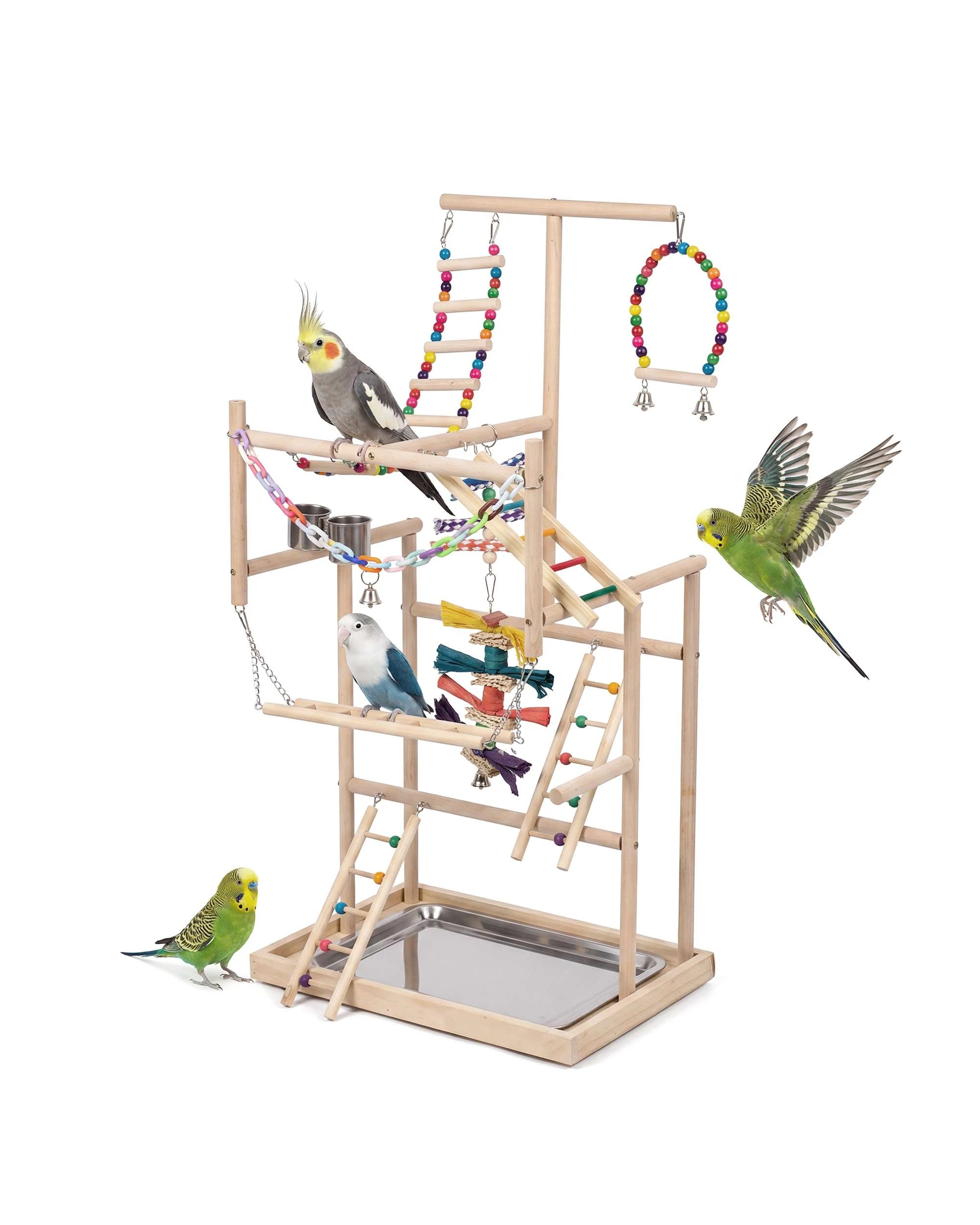 1 Advwin Bird Playground Natural Wood Parrot Playstand, 1 of 10