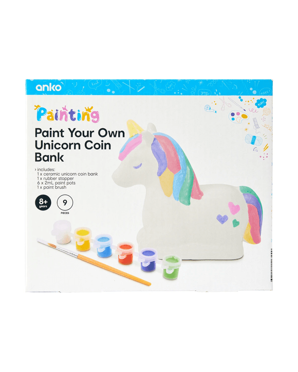 9 Piece Paint Your Own Unicorn Coin Bank