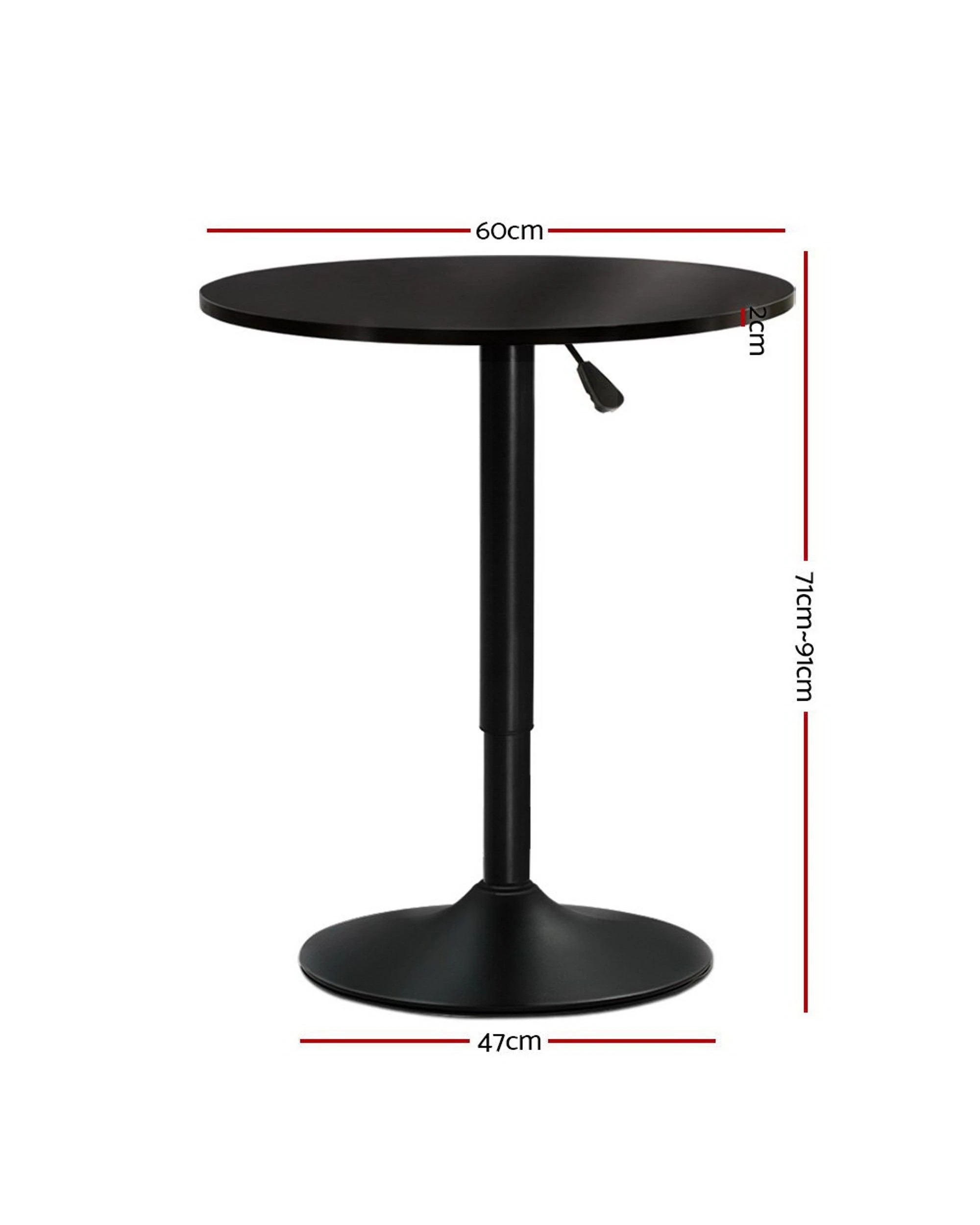 2 Artiss Bar Table Gas Lift Round - Black, 2 of 8