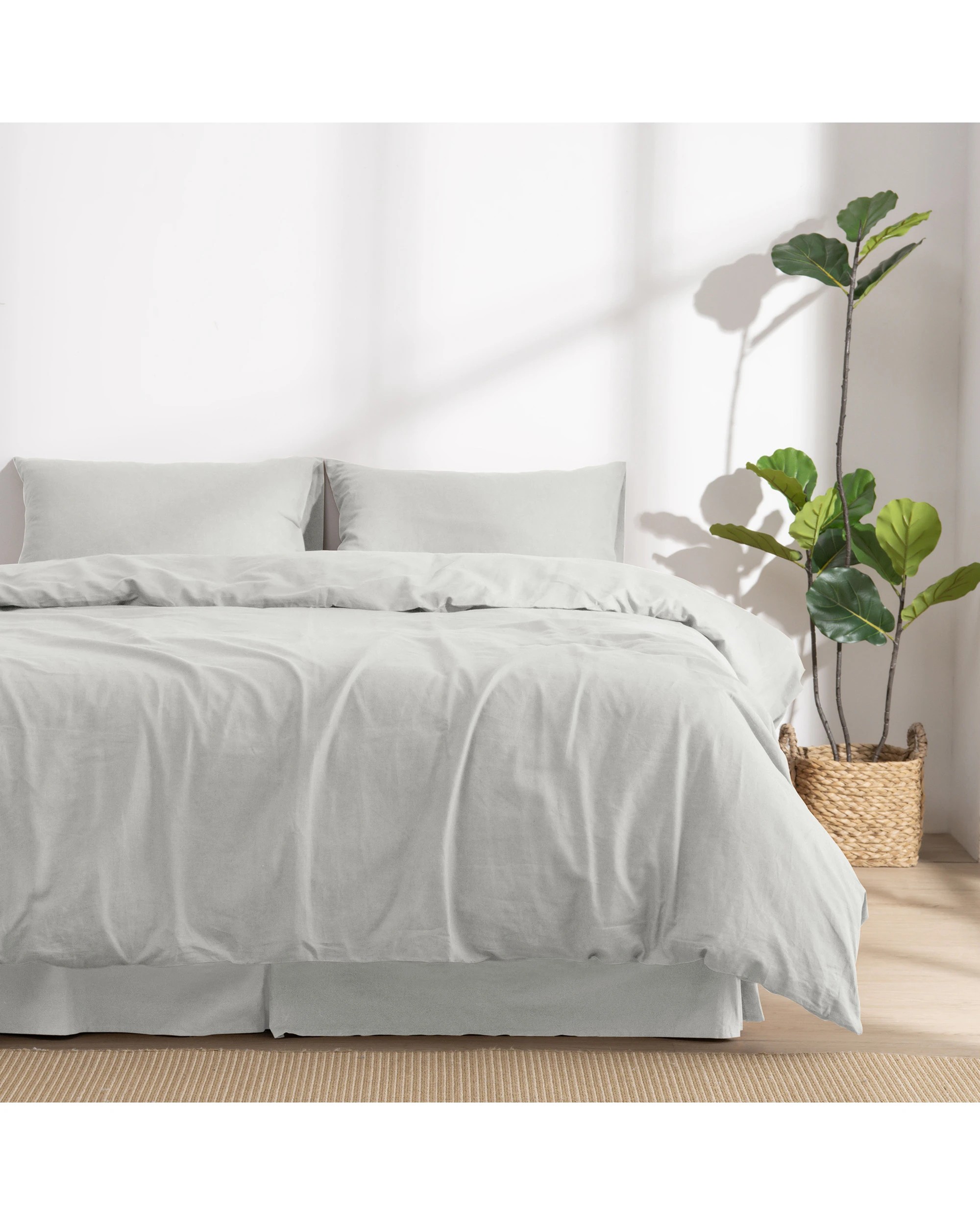 1 Dreamaker Linen Cotton Quilt Cover Set - Super King Bed - Dove Grey, 1 of 7