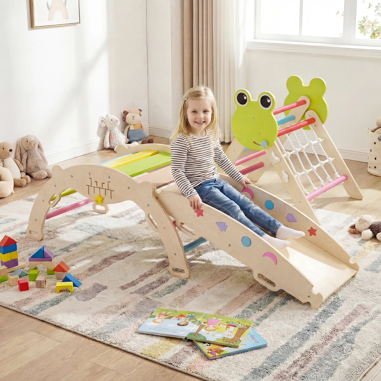 3 Costway Climb Playset 8in1 Wood Triangle Climber Set Arch Ramp - Multi, 3 of 3