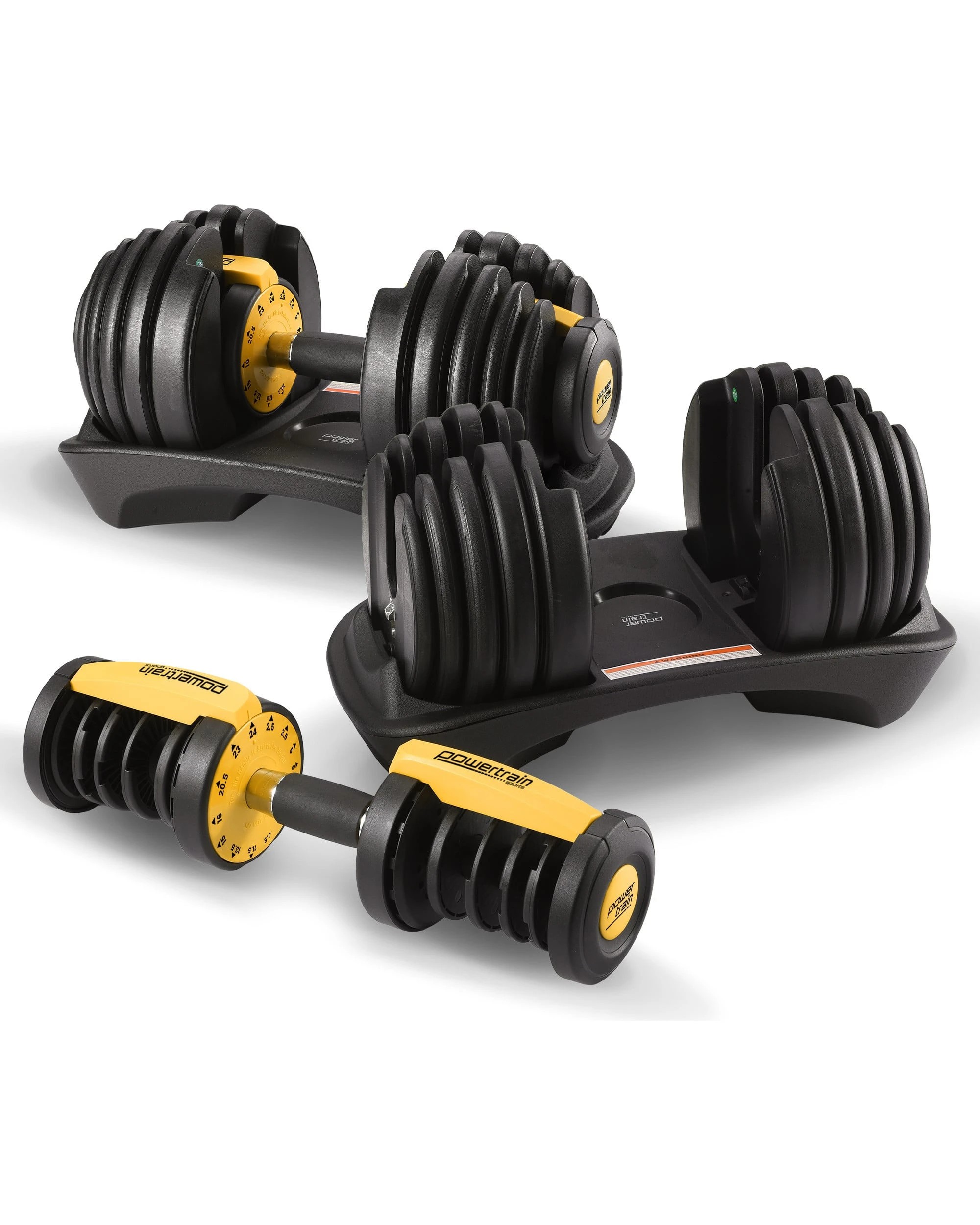 5 Powertrain 48kg Adjustable Dumbbell Set Home Gym Exercise Equipment Weights Gold, 5 of 7