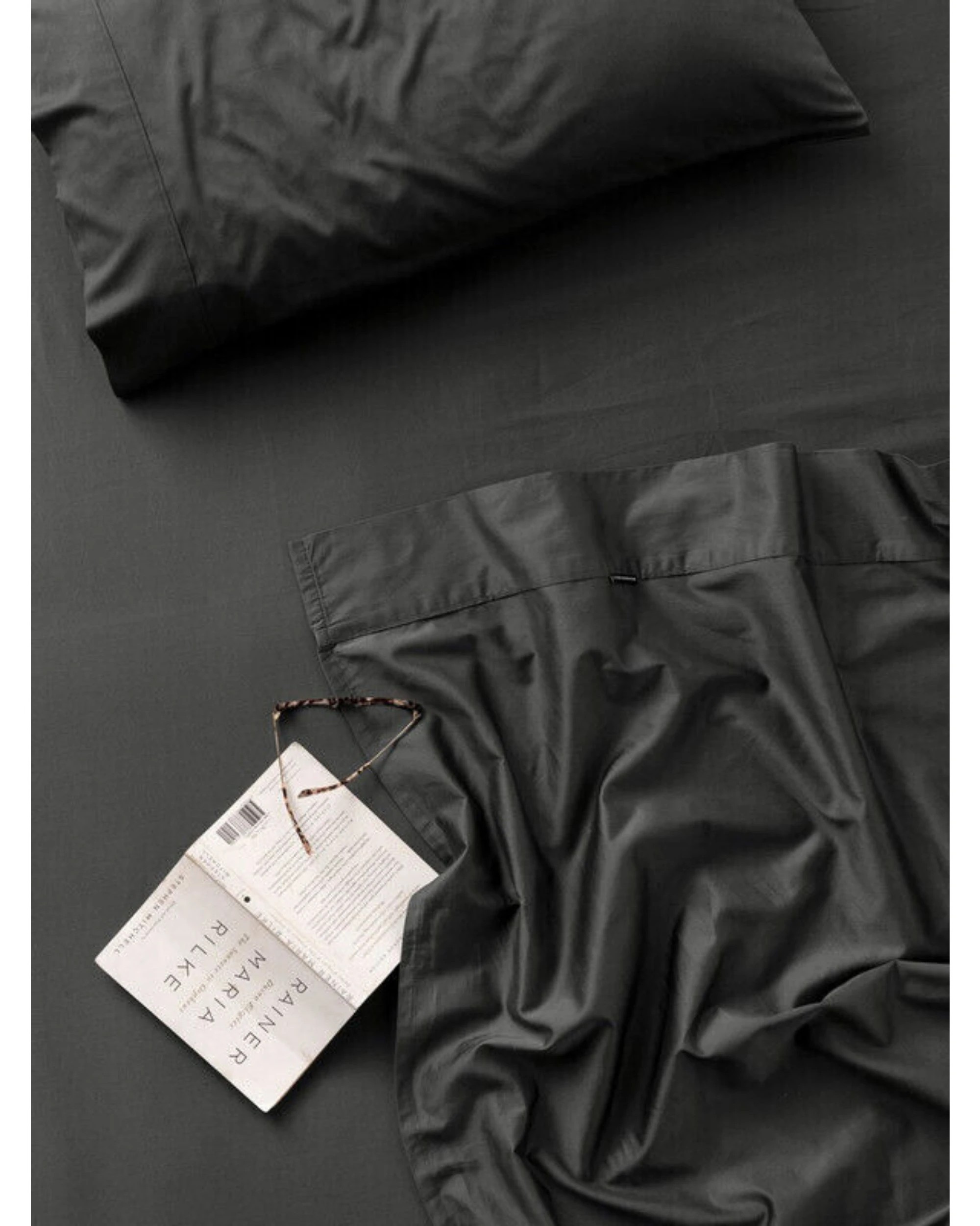 1 Linen House Augusta Cotton Sateen 500THC Sheet Set - Queen Bed - Black, 1 of 1