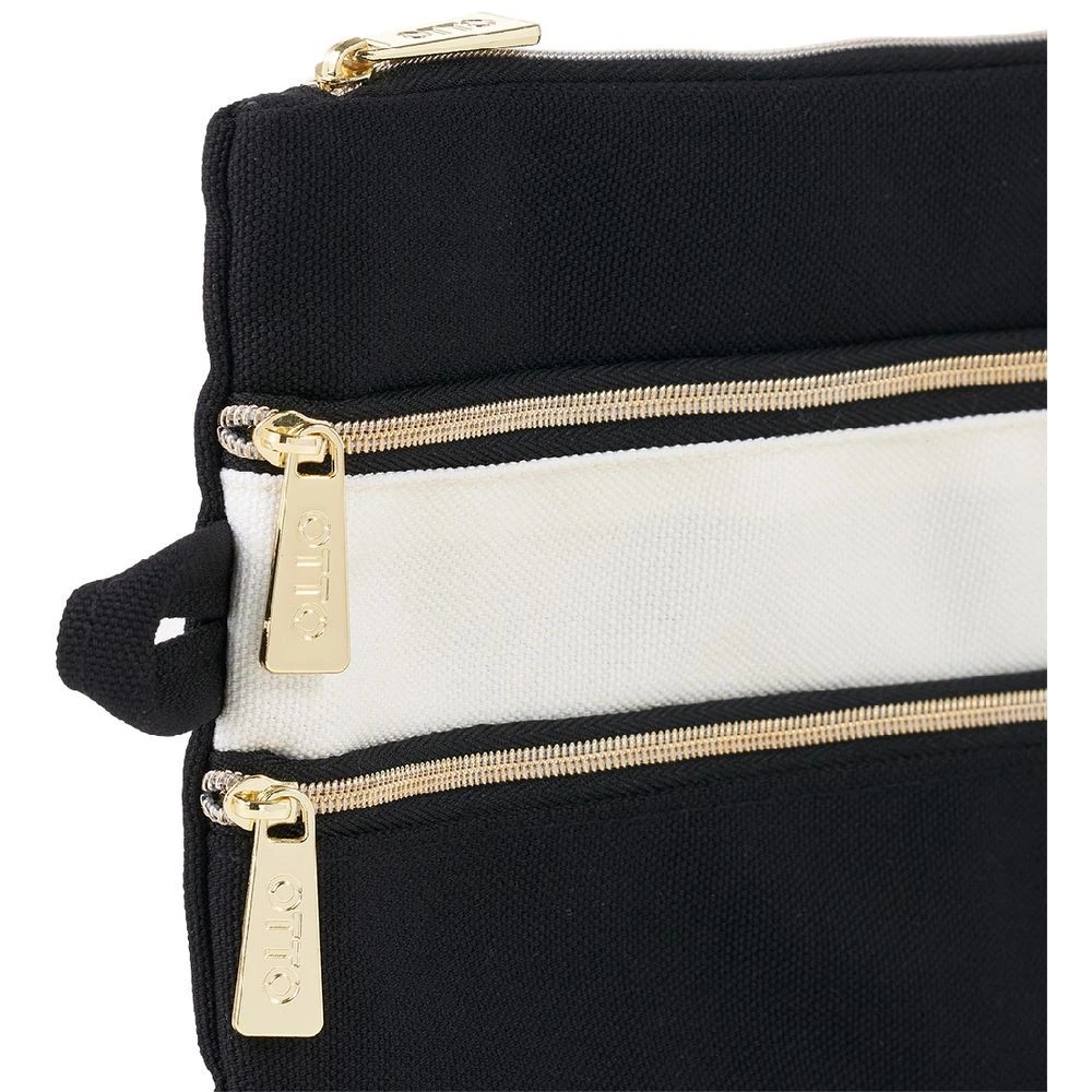 3 Otto Triple Zip Pencil Case Black/Cream, 3 of 3