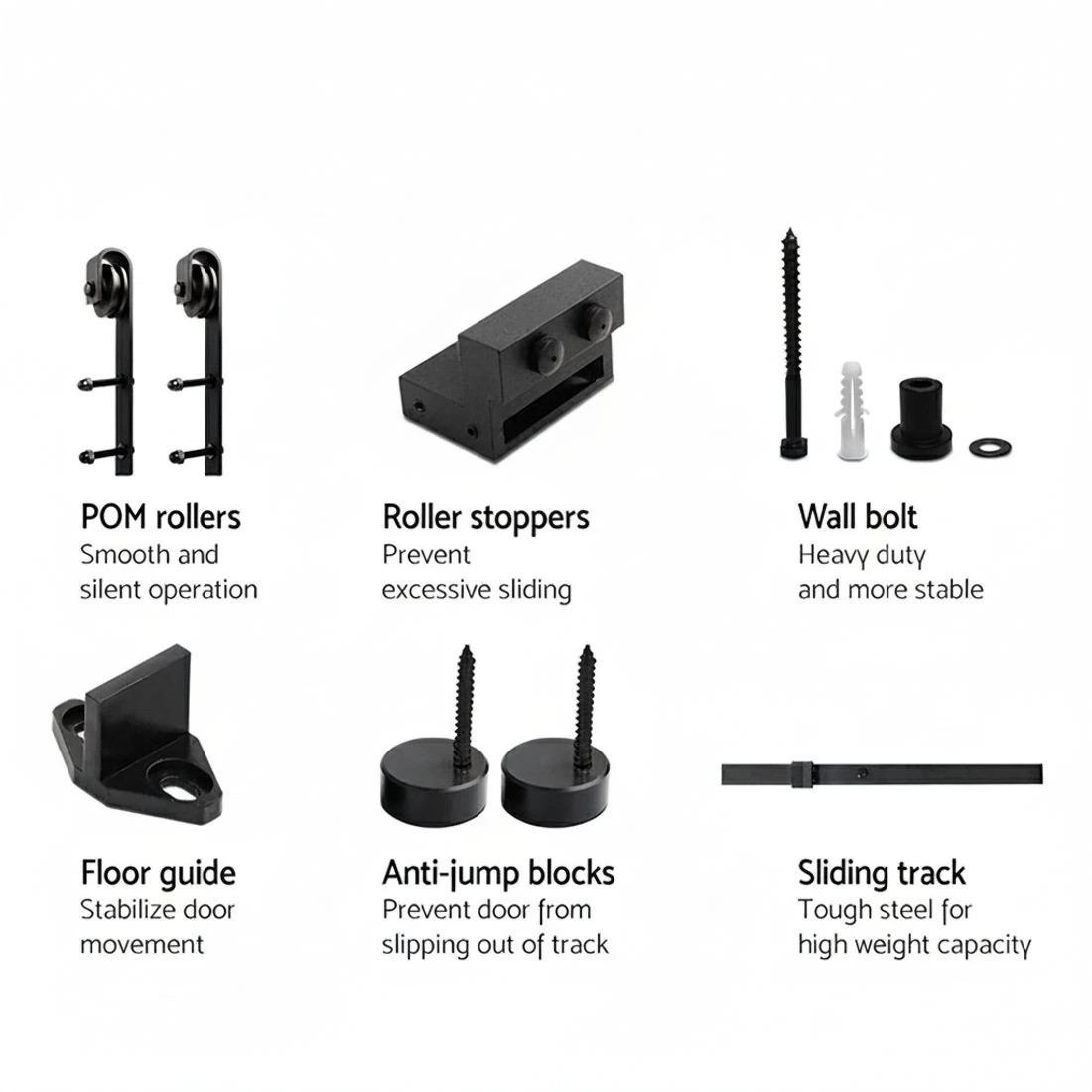3 Cefito Sliding Barn Door Hardware Track Set 2.44m - Black, 3 of 7