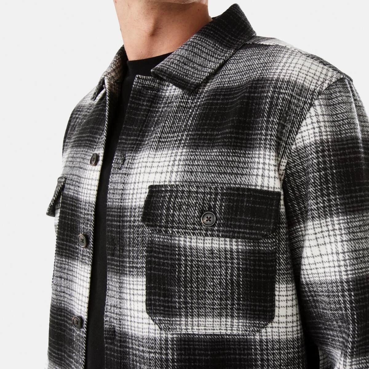 7 Long Sleeve Check Overshirt Blk Check, 7 of 8