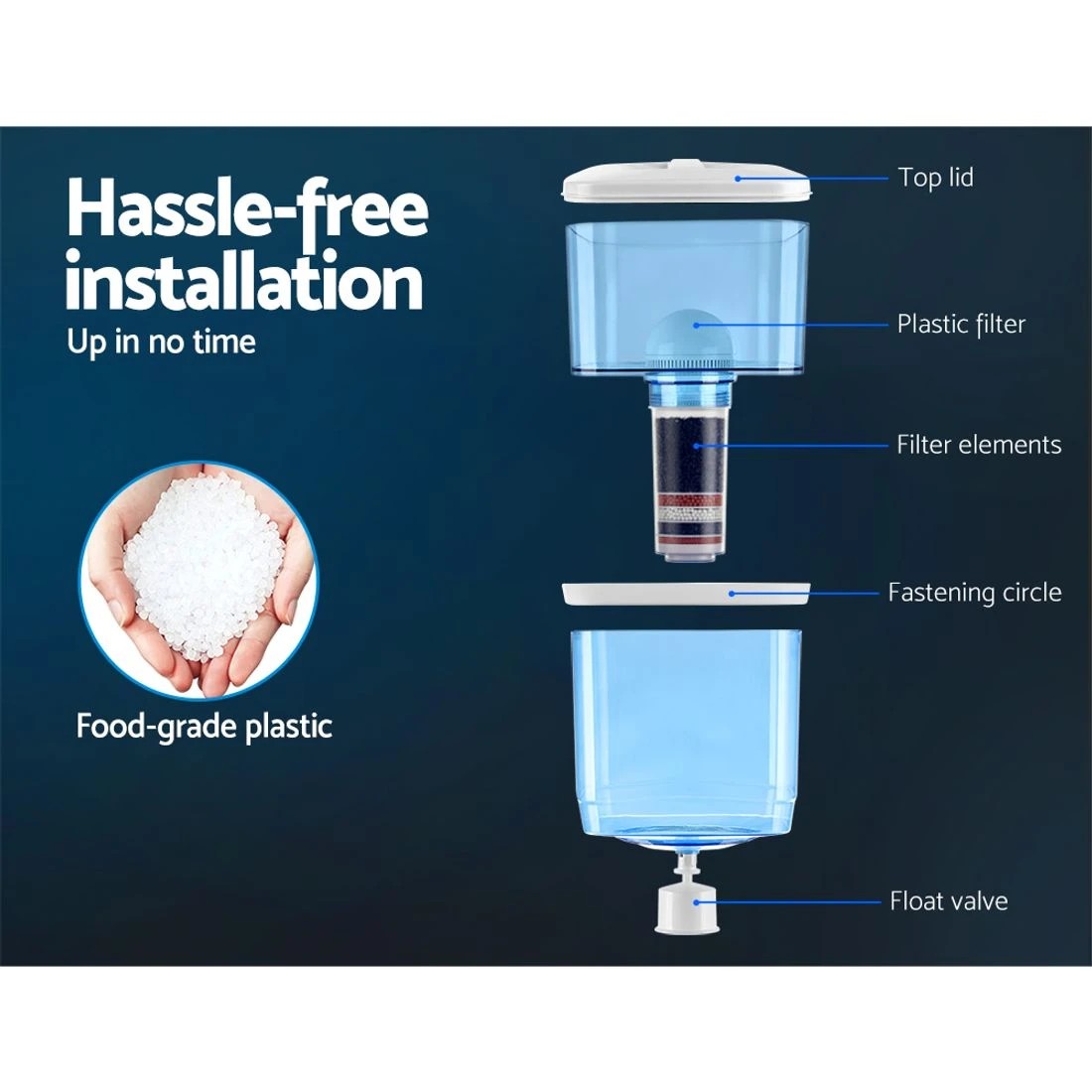 7 Devanti Water Cooler Dispenser 22L Filter Bottle - Blue, 7 of 8