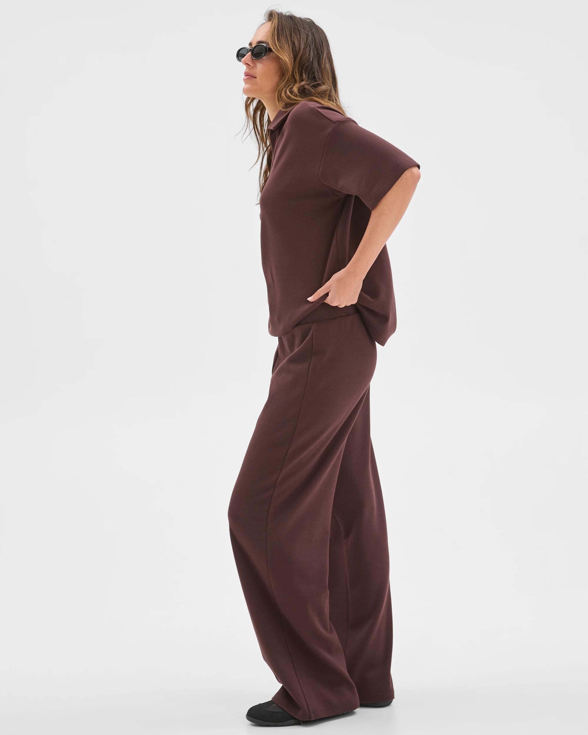 2 Target Woman Australian Cotton Blend Wide Leg Interlock Pants CHOCOLATE PLUM, 2 of 7