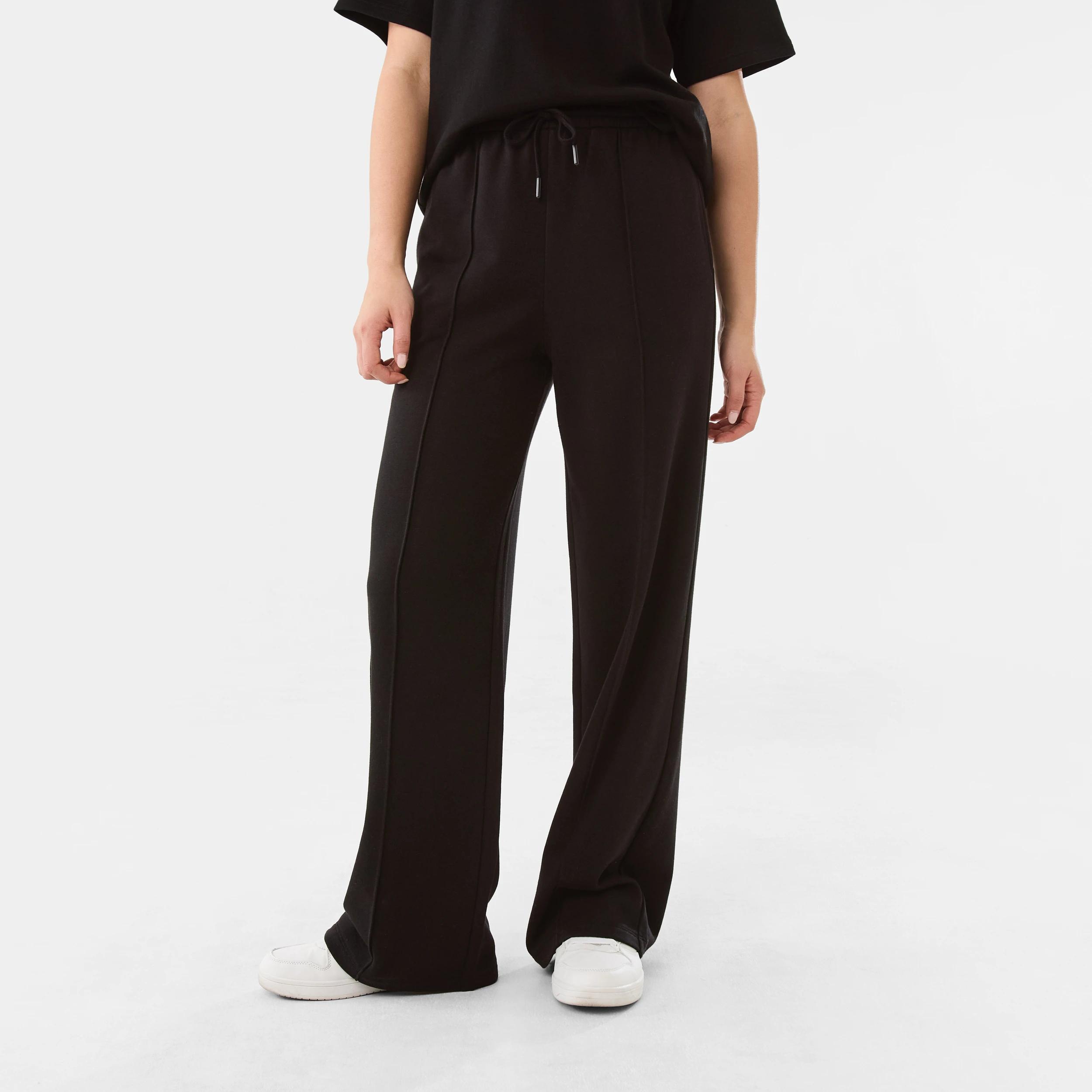 1 Active Womens French Terry Trackpants BLACK, 1 of 7