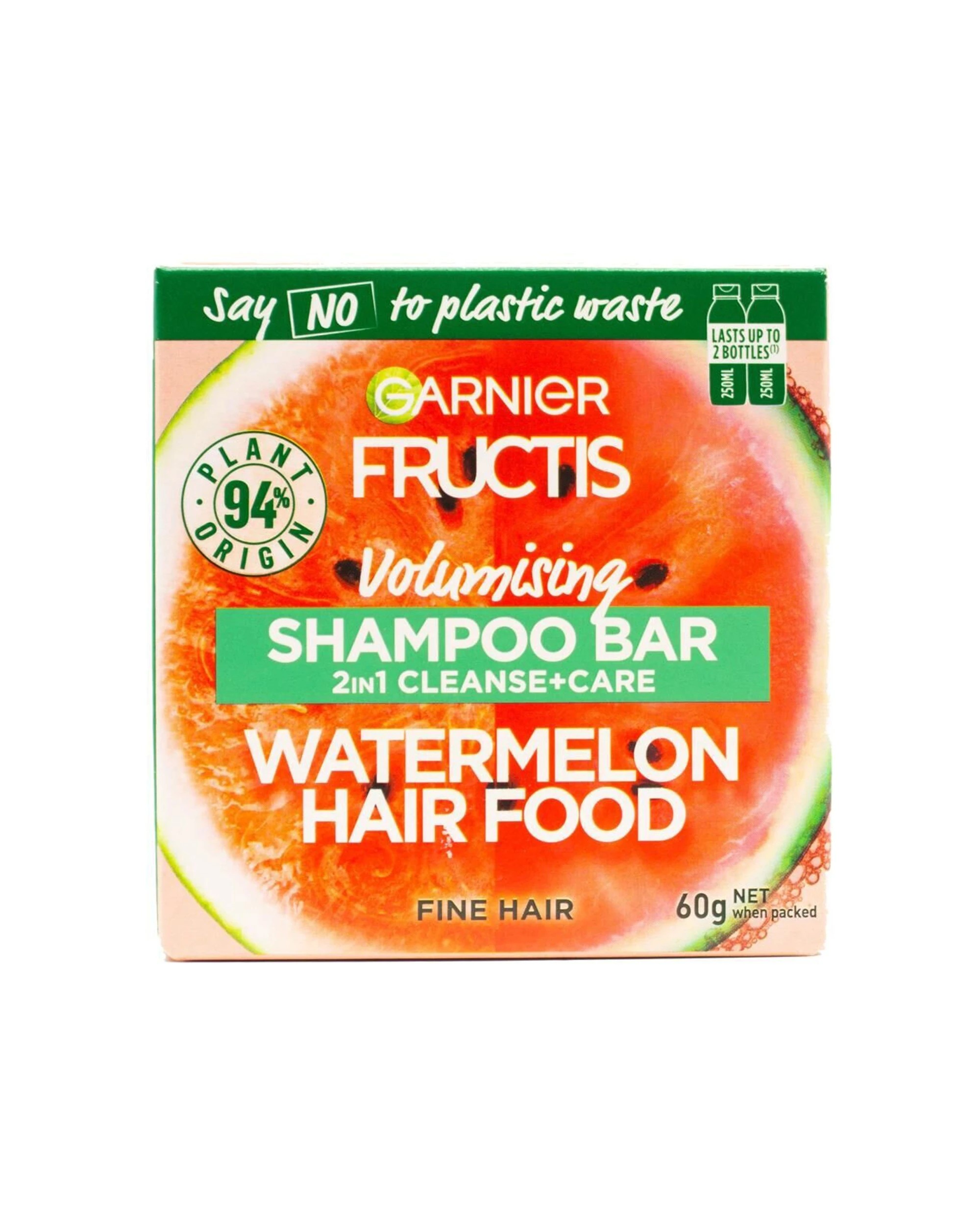 2 GARNIER 3PK Fructis Volumising Shampoo Bar 60g 2in1 Watermelon Cleanse - Multi, 2 of 3