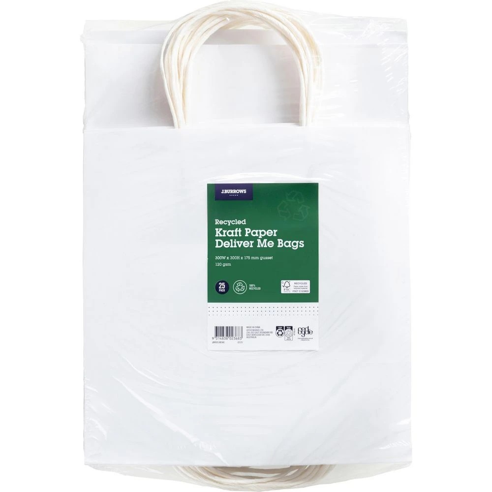 2 J.Burrows Deliver Me Kraft Bag White 25 Pack, 2 of 2