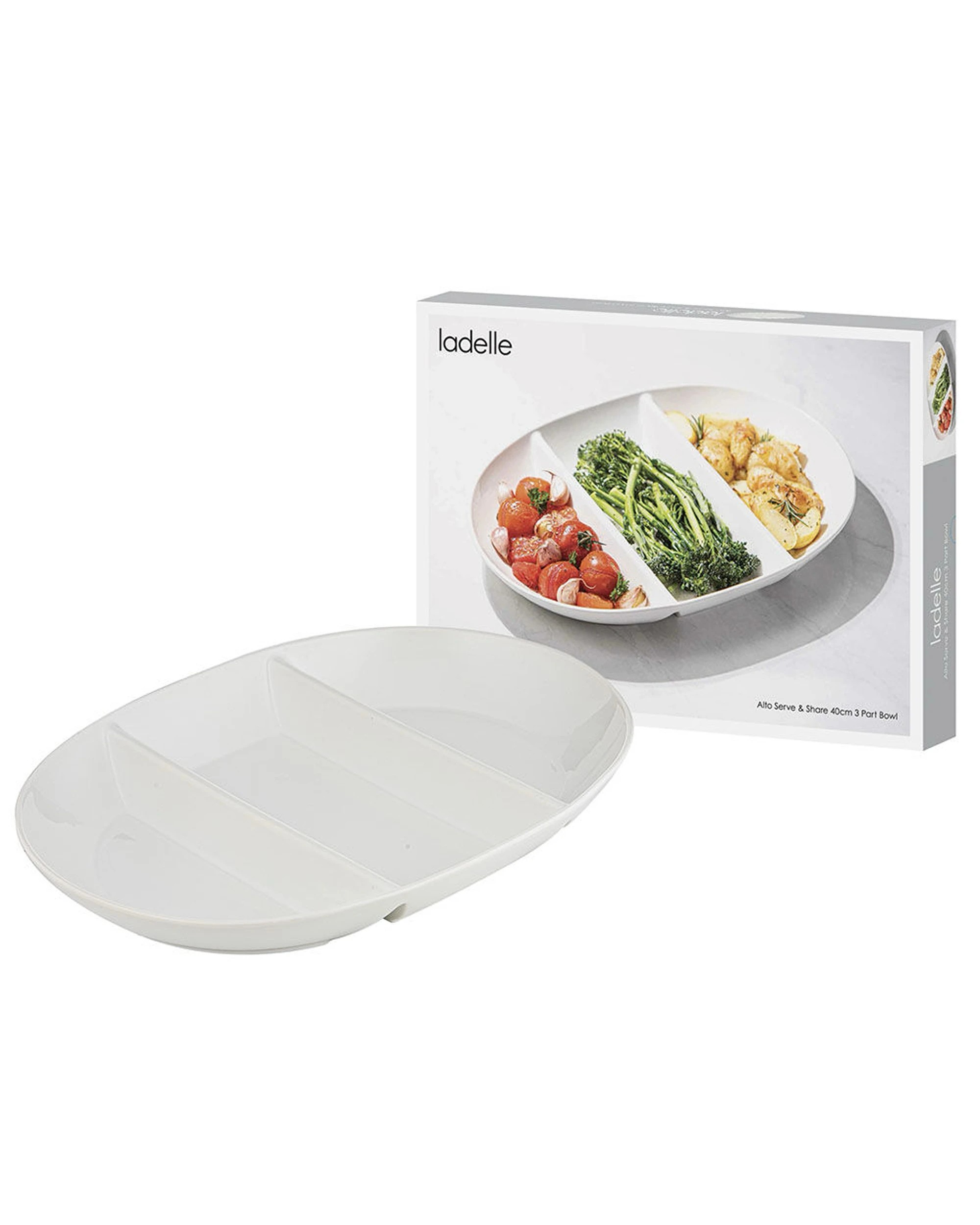 2 Ladelle Alto Serve & Share 3 Part Dish Bowl 40x29cm - White, 2 of 2