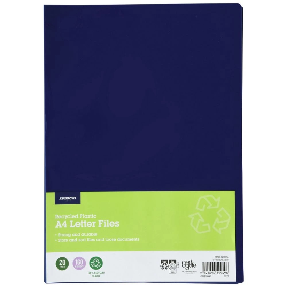 1 J.Burrows A4 Letter File Blue 20 Pack, 1 of 3