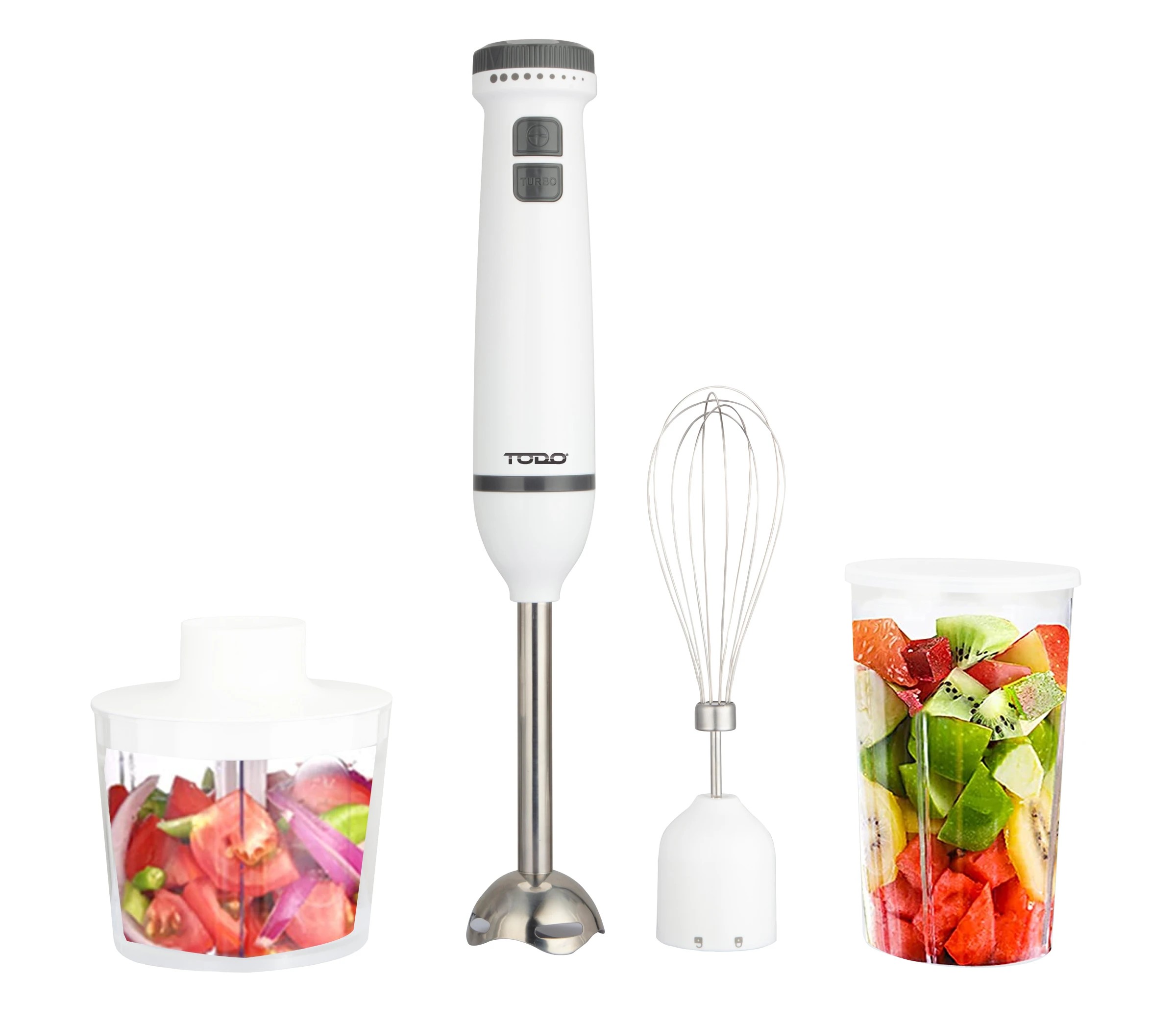 1 TODO Stick Mixer Set Food Chopper Electric Blender Whisk Handheld Beaker Jar Bowl - White, 1 of 5