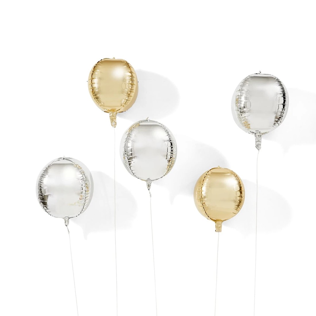 2 5 Piece Silver Look and Gold Look Globe Foil Balloons, 2 of 7