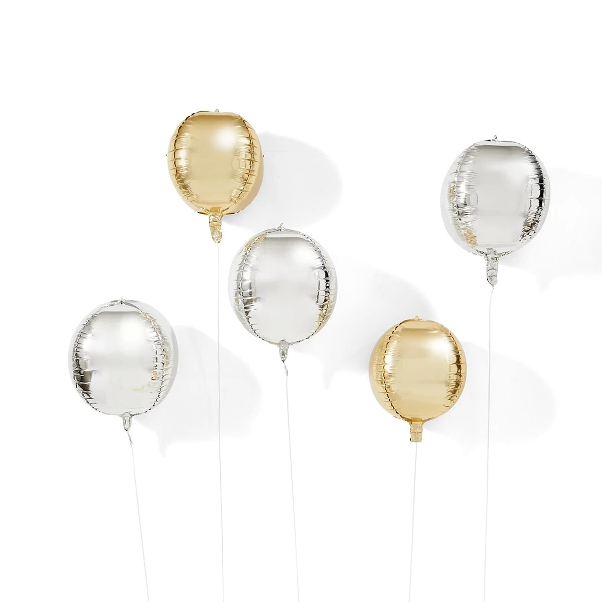 2 5 Piece Silver Look and Gold Look Globe Foil Balloons, 2 of 7