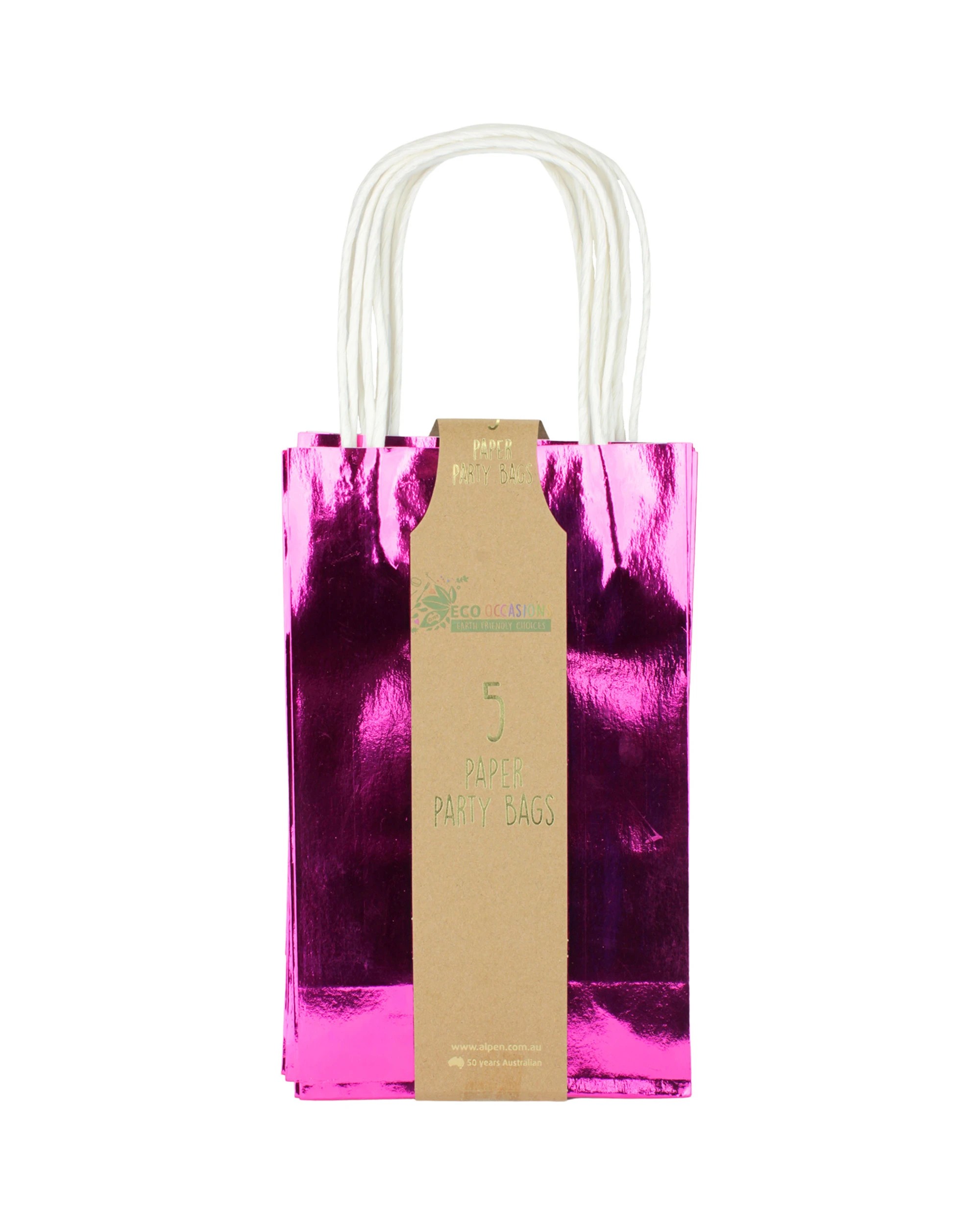 3 Eco Occasions Metallic Hot Pink Paper Gift Bags 21.5cm Pack of 5 - Pink, 3 of 3