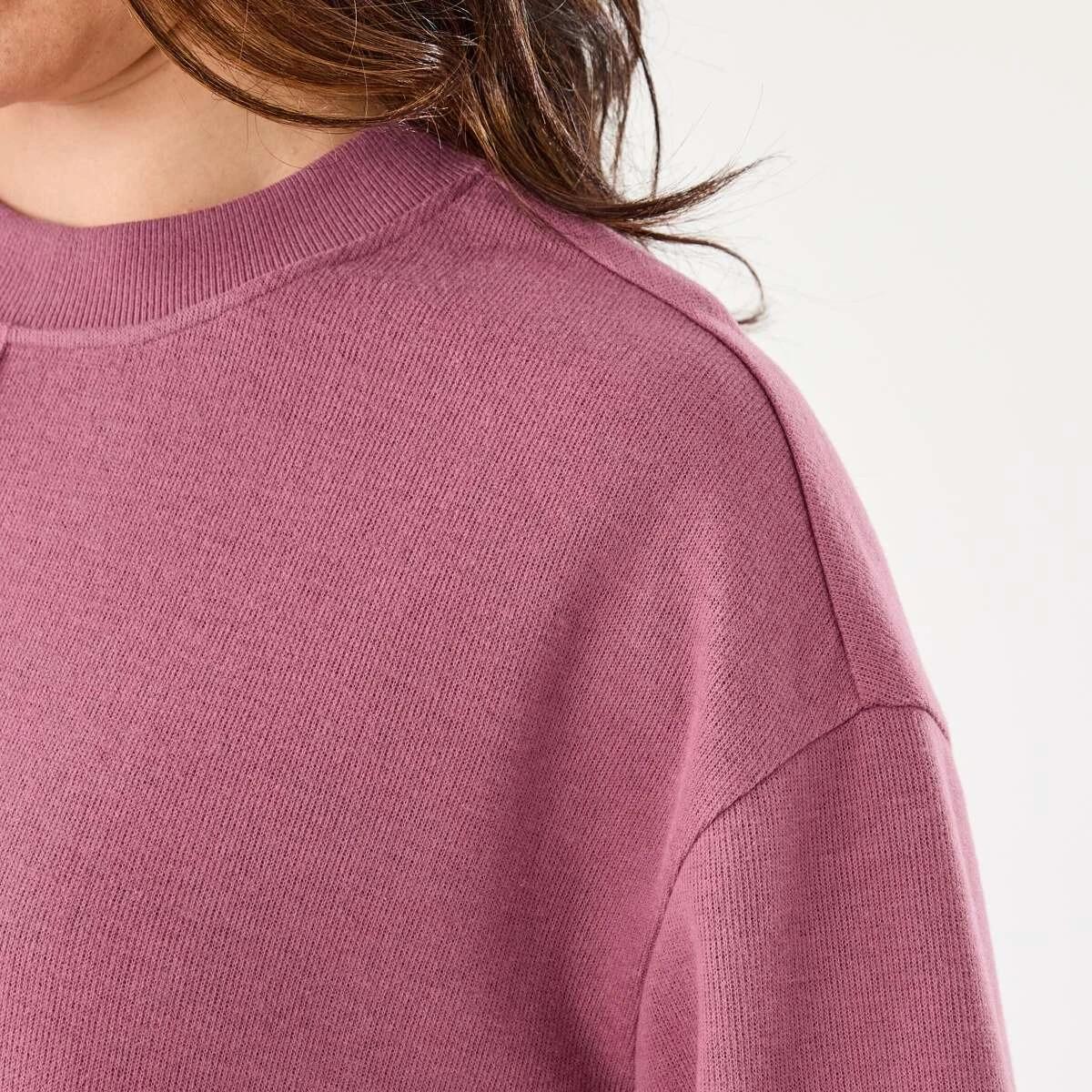 5 Long Sleeve Brushed Seam Detail Top Berry, 5 of 6