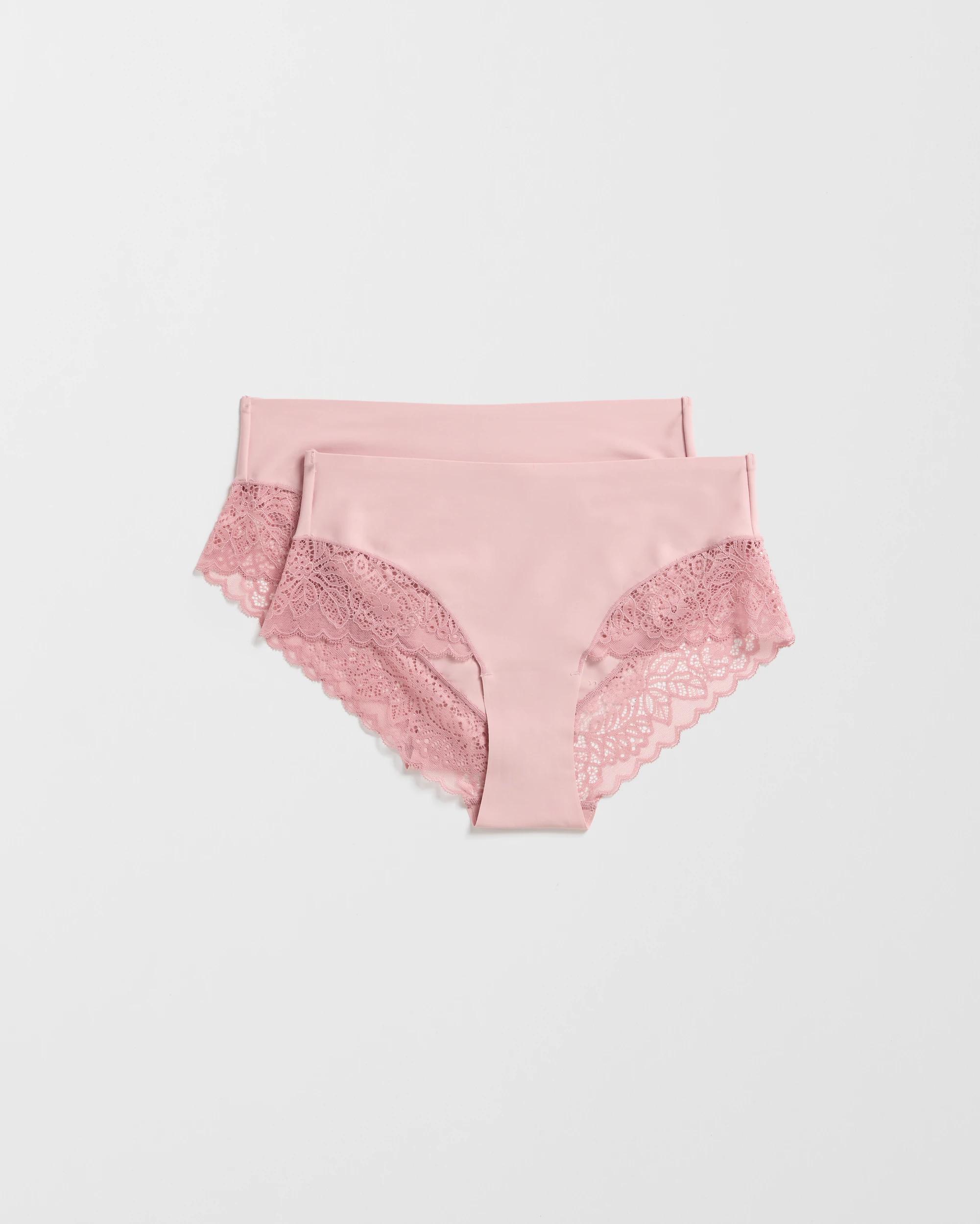 1 Target Womens Luna Smooth Touch Lace Bonded Waist Midi Briefs 2 Pack SOFT ROSE, 1 of 4